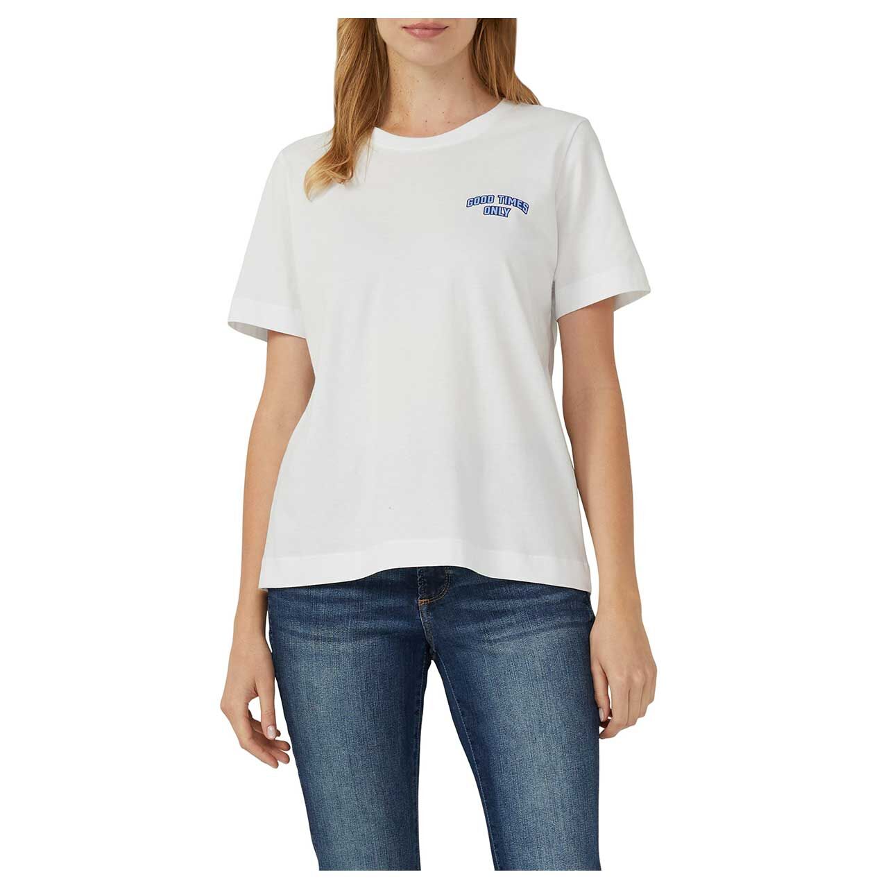 s.Oliver Damen T-Shirt in Weiß mit Print, Vorderansicht Model