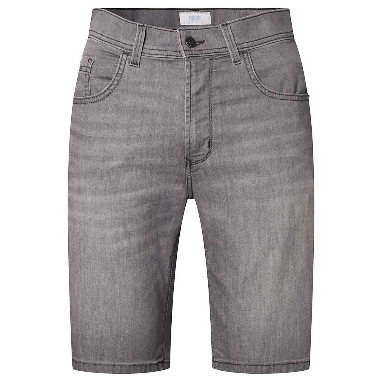 Bermuda Jeans Finn Megaflex von Pioneer in Grau angewaschen, Vorderansicht