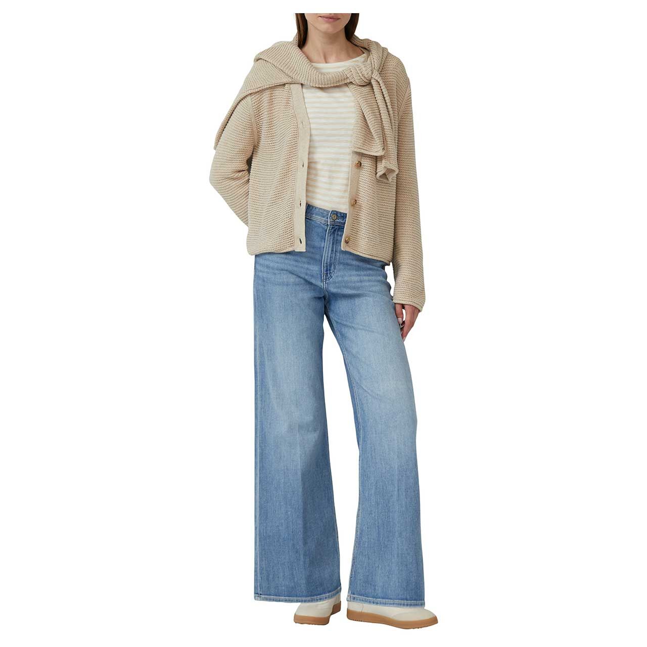 Damen Strickjacke von s.Oliver in Beige meliert, Vorderansicht am Model