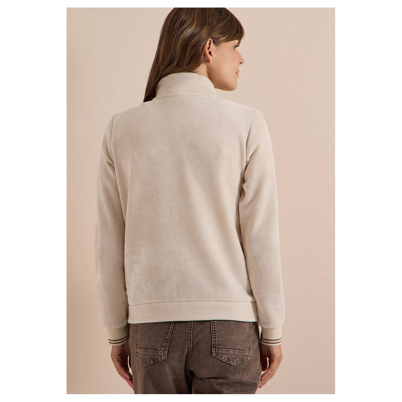 Damen Cord Shirt Jacke Soft Jacket von Cecil in Beige, Rückansicht am Model