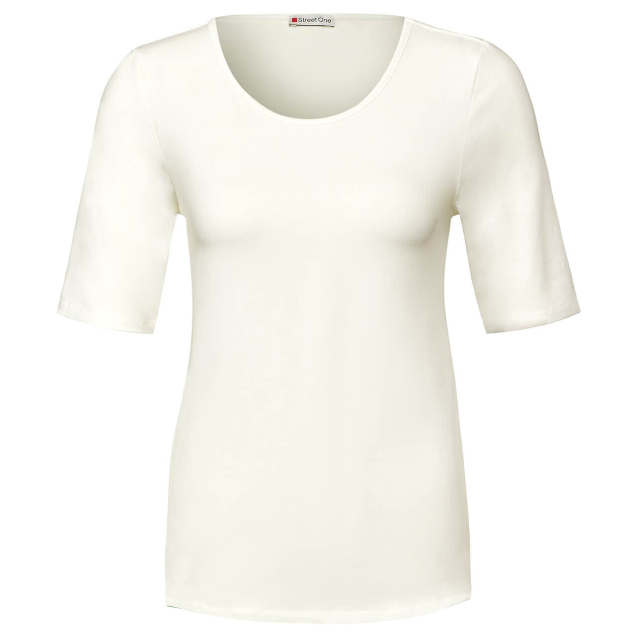 Street One Damen T-Shirt Basic Round Neck off white