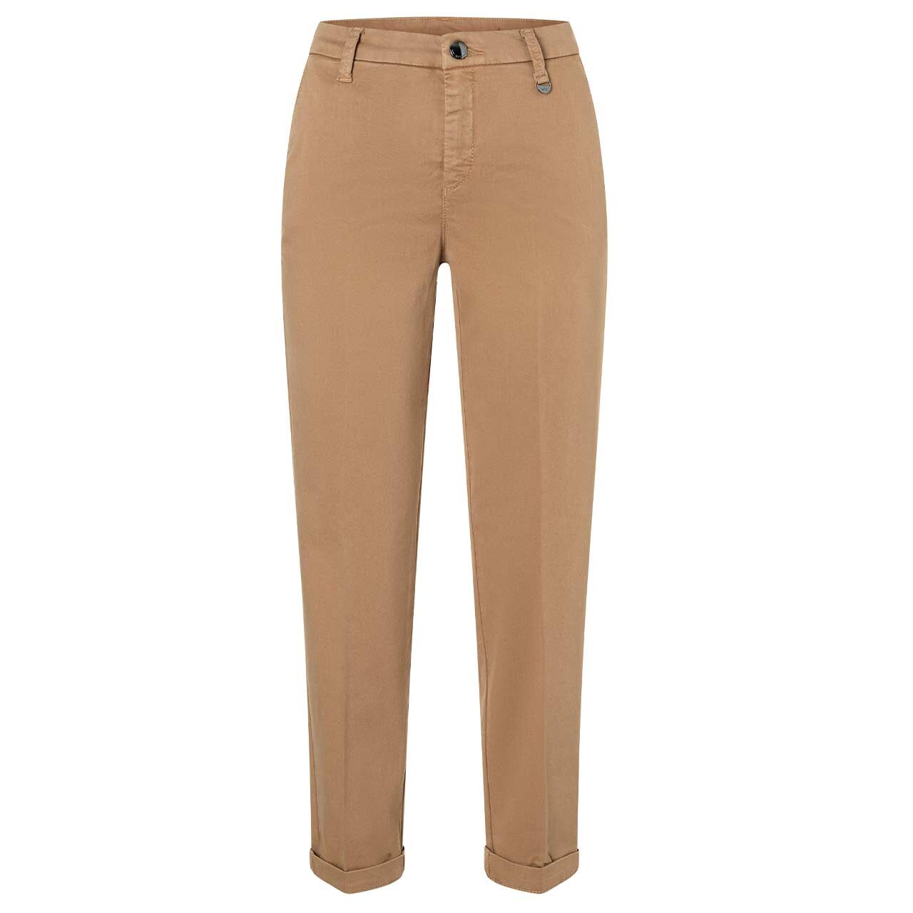 Damen 7/8 Baumwollhose Chino von MAC in Hellbraun, Vorderansicht