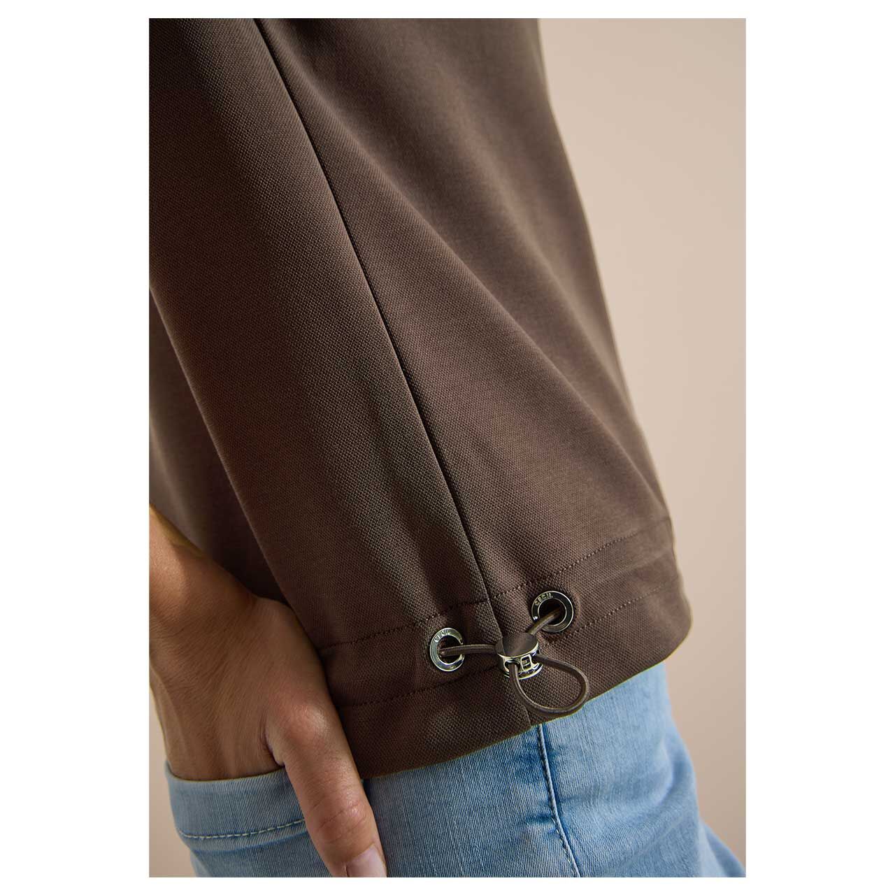 Cecil Damen Kurzarm Hoodie Shirtjacke Solid brown cacao