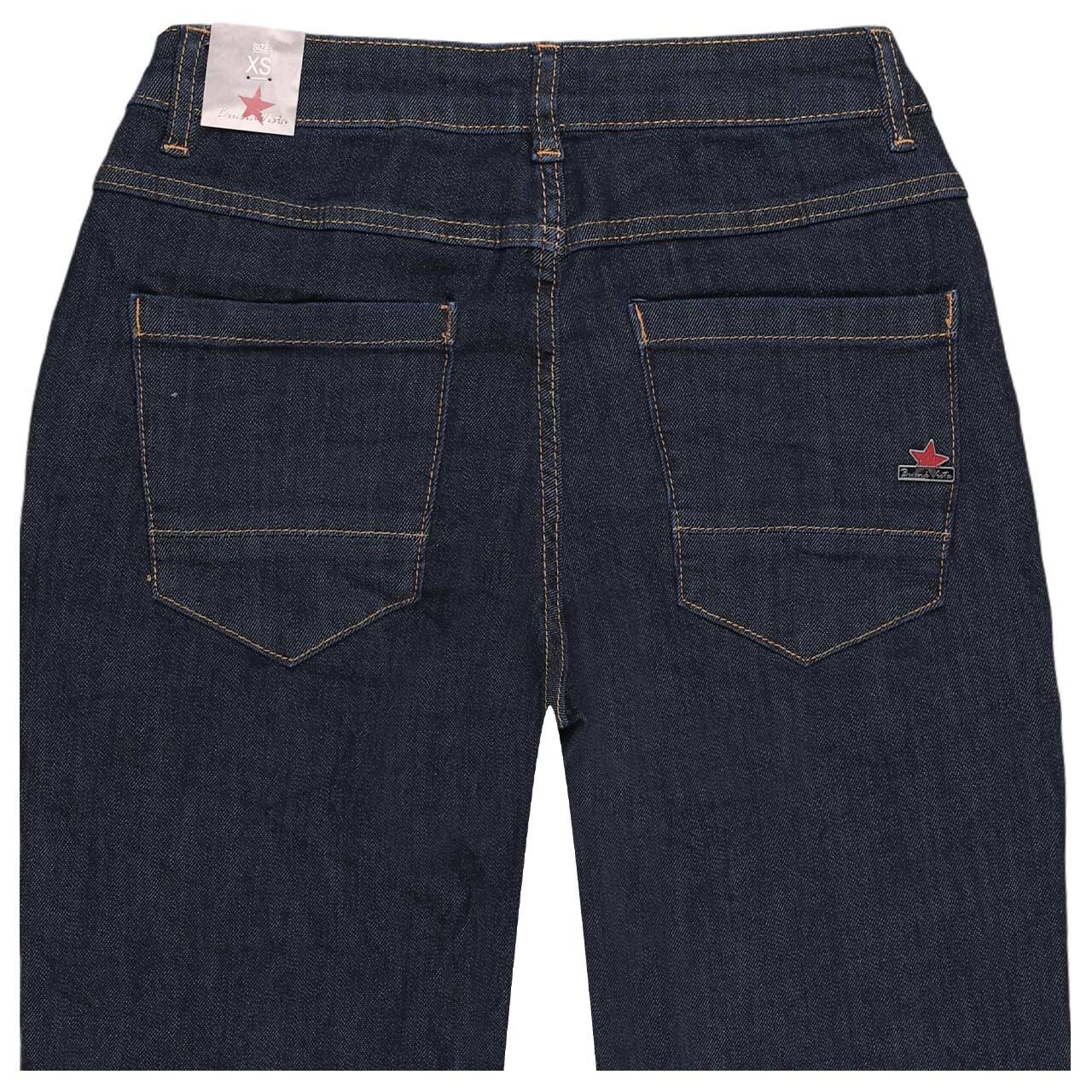 Damen Ankle Jeans Anna C Straight Cropped Stretch Denim von Buena Vista in Dunkelblau angewaschen, detaillierte Rückansicht