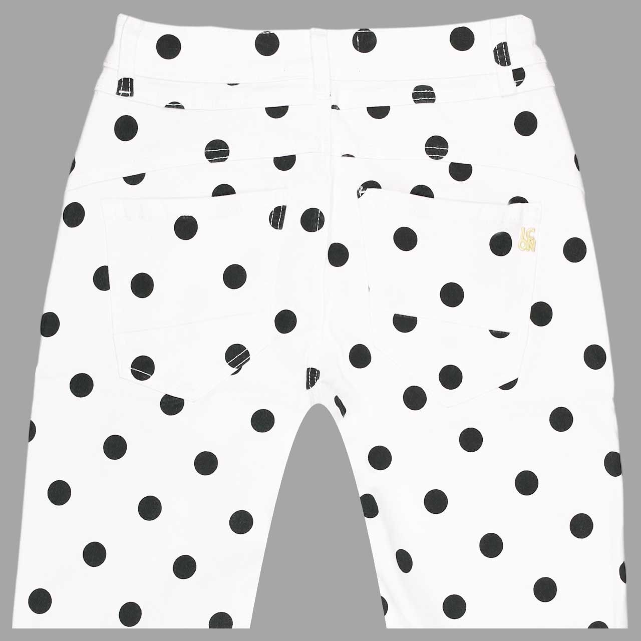 3/4 Damenjeans California Sunrise von Senoritas Icon in Weiß mit Print, detaillierte Rückansicht