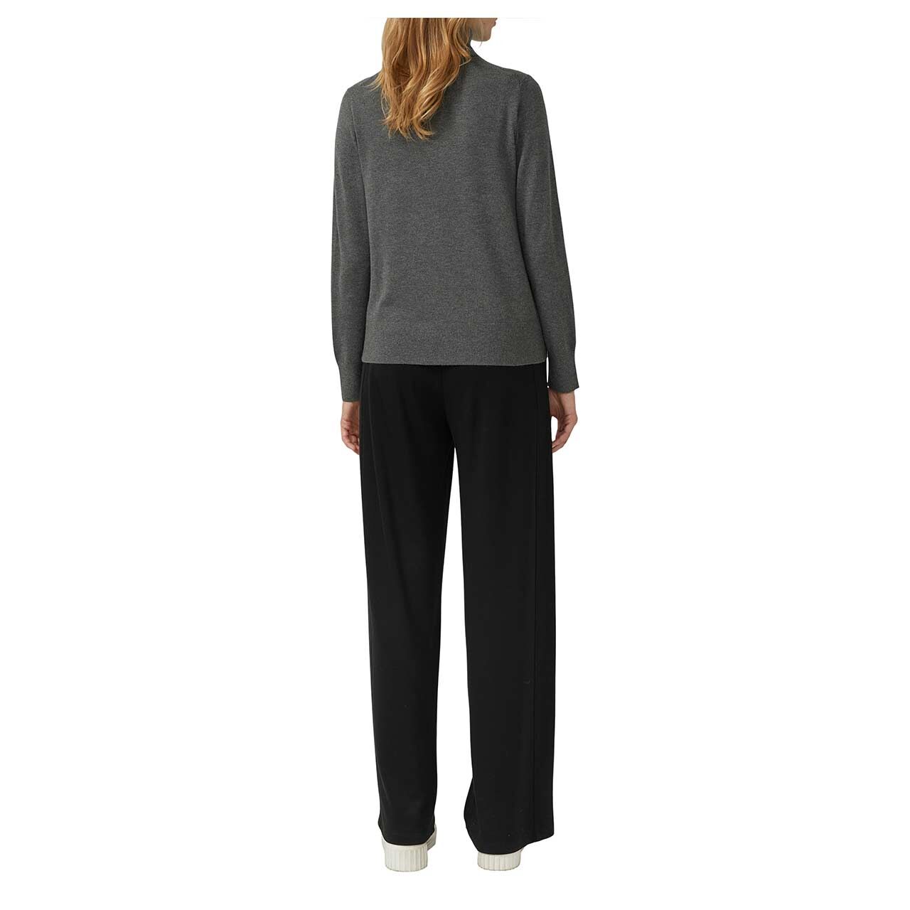 s.Oliver Damen Rollkragen Pullover in Dunkelgrau meliert, Rückansicht am Model