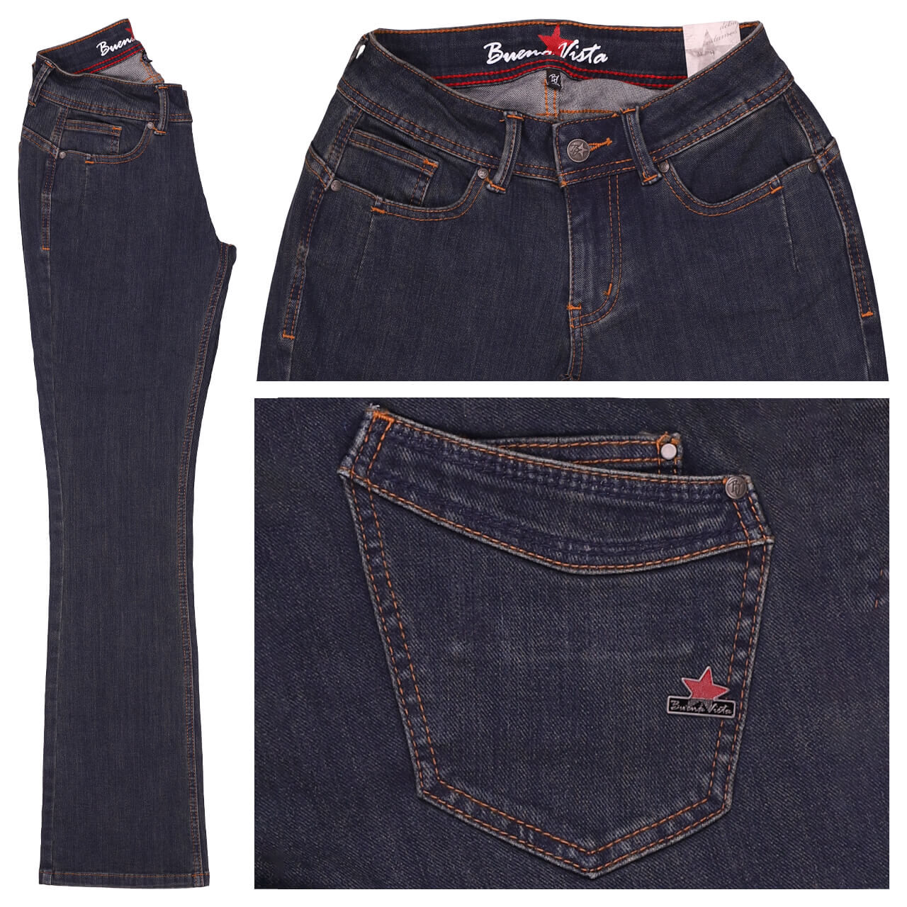 Buena Vista Malibu-Zip Bootcut Stretch Denim Jeans night denim