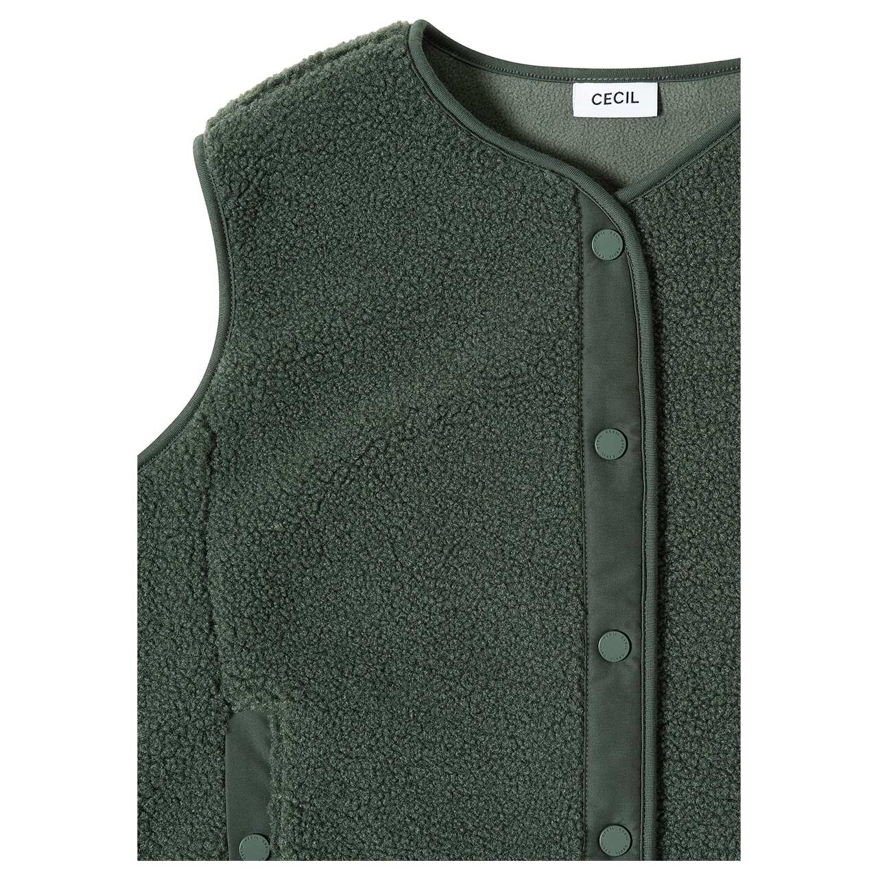 Cecil Damen Teddy Weste Solid Matmix Vest dried olive green