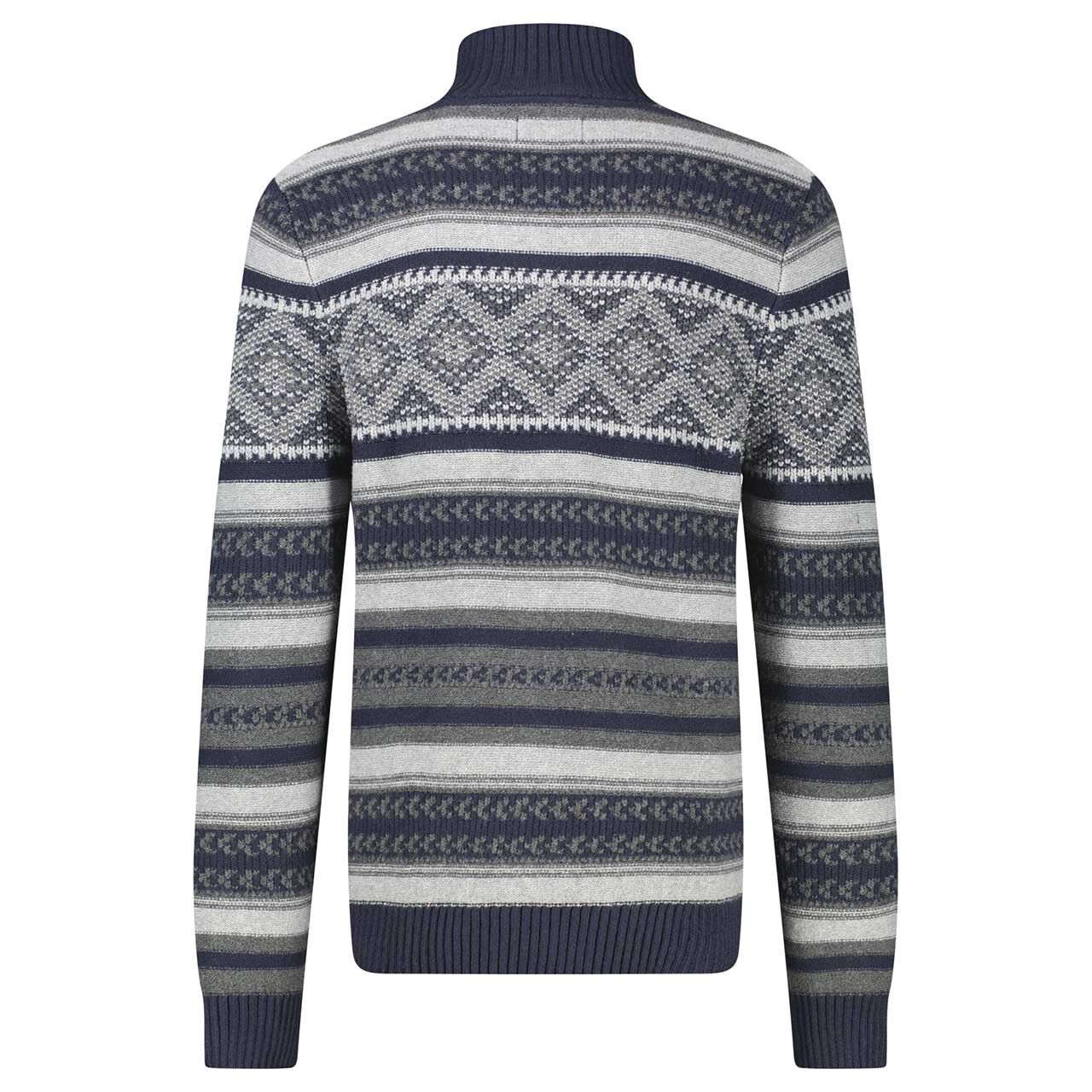 Herren Pullover Troyer von Lerros in Dunkelblau mit Print, Rückansicht