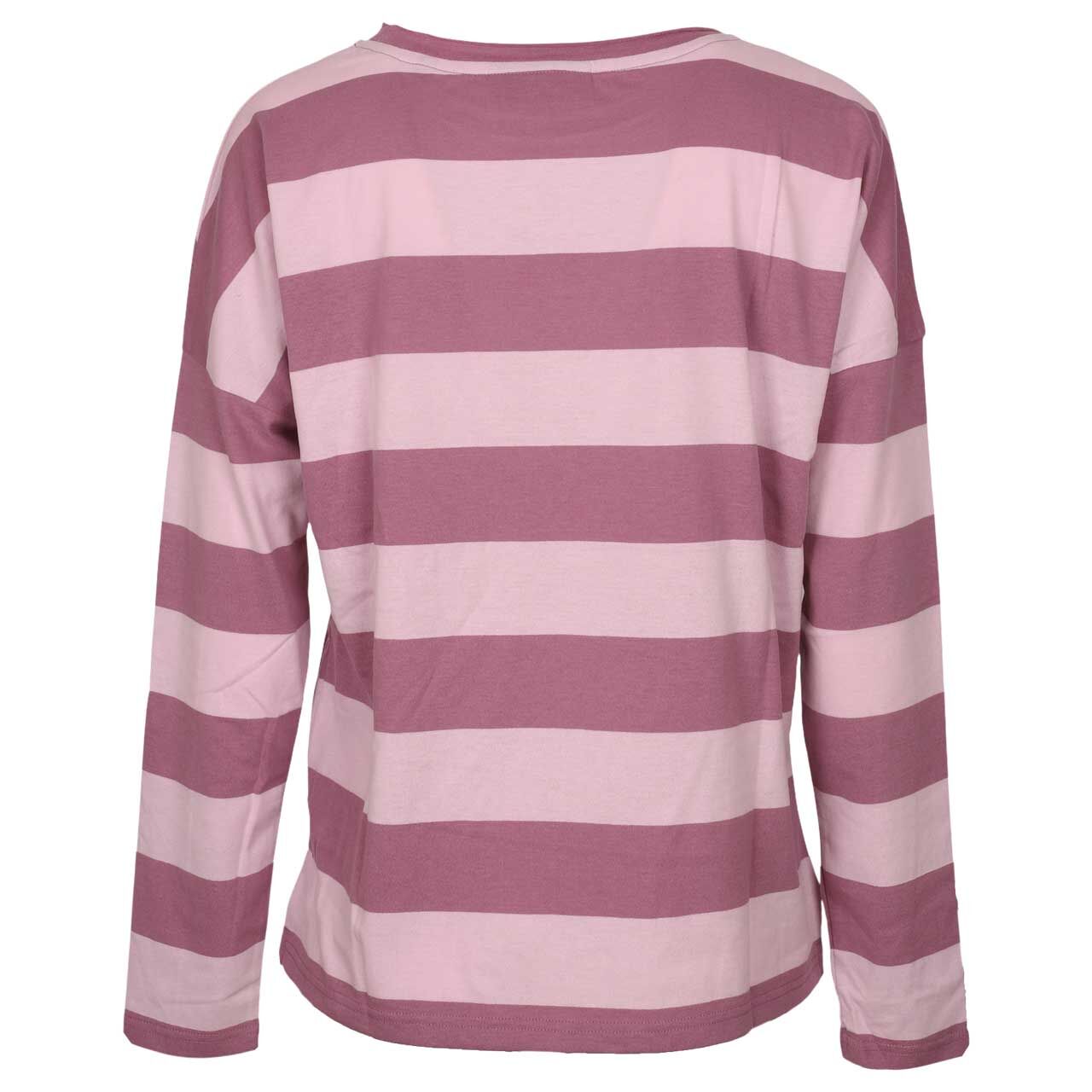 Damen Langarm Shirt Milia in Rosa gestreift, Rückansicht