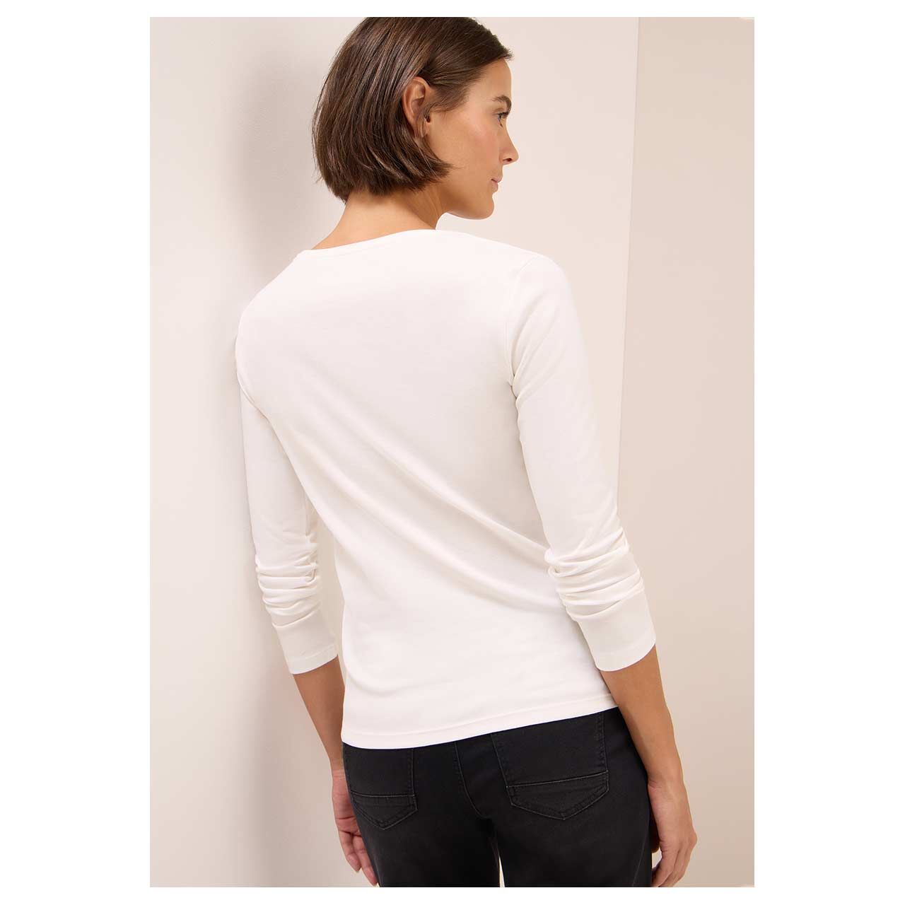 Damen Langarm Shirt Pia von Cecil in Cremeweiß, Rückansicht am Model