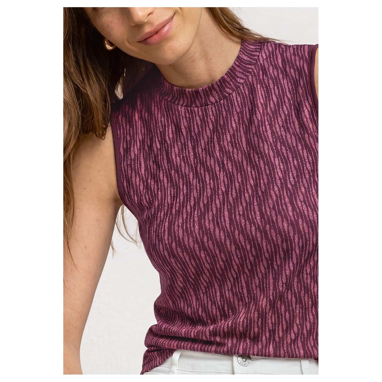 Street One Damen Top Jersey Turtle Neck blush berry printed