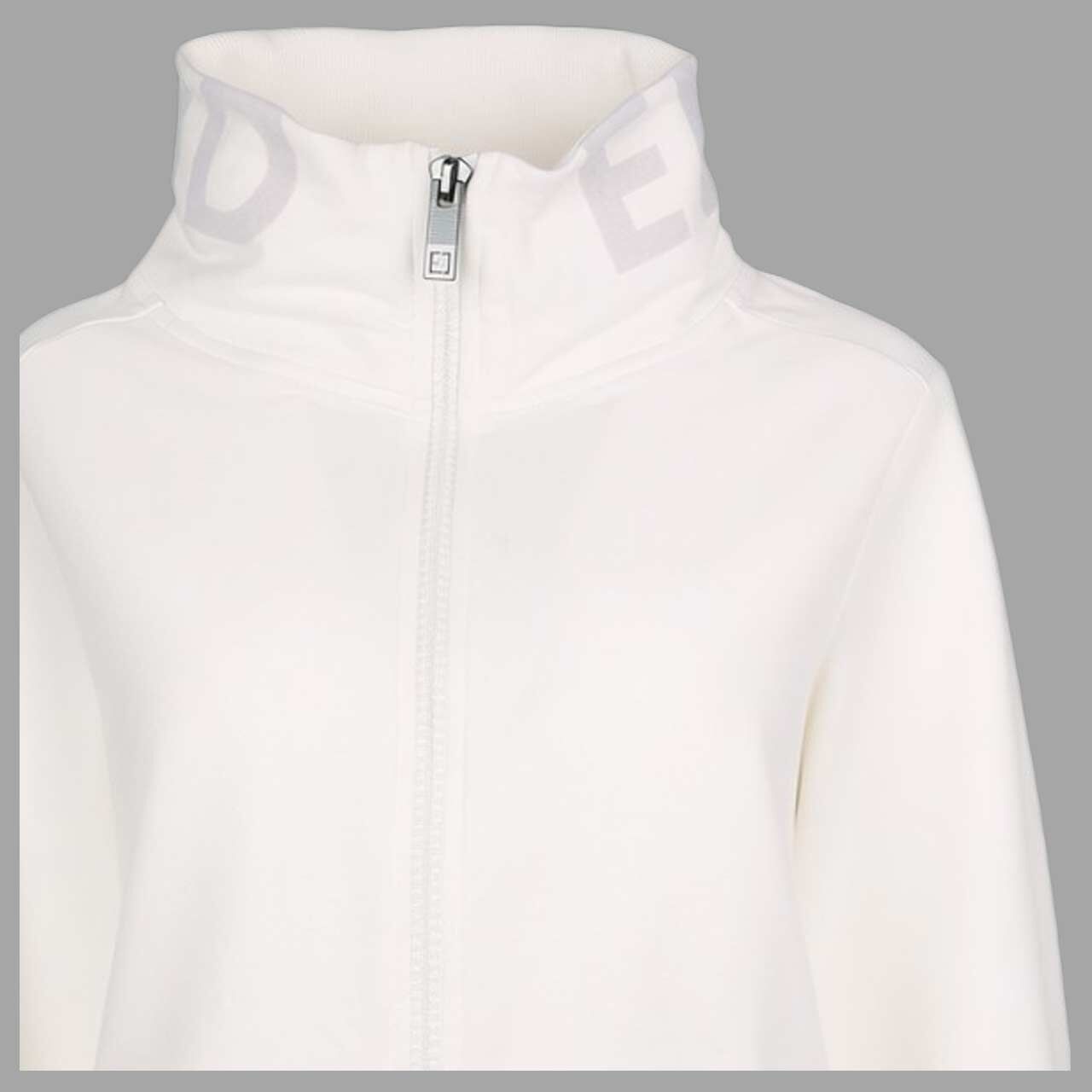 Damen Sweatjacke Alvis von Elbsand in Cremeweiß, Detailansicht von vorn