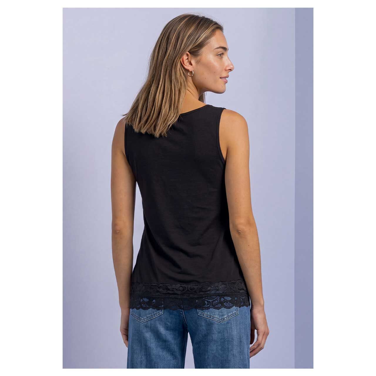 Damen Top Basic Lace Cuff von Street One in Schwarz, Rückansicht am Model