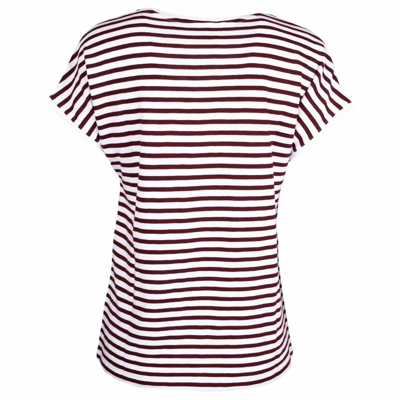 Damen T-Shirt von Comma in Dunkelrot gestreift, Rückansicht