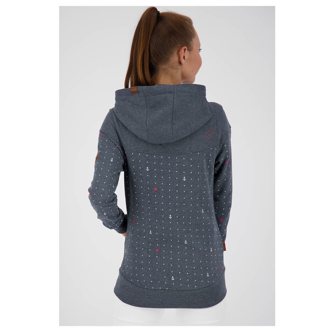 alifeandkickin-sweatjacket-palina-marine-5500-hinten Alife and Kickin Palina Hoodie Sweatjacke für Damen in Dunkelblau mit Print, FarbNr.: 5500