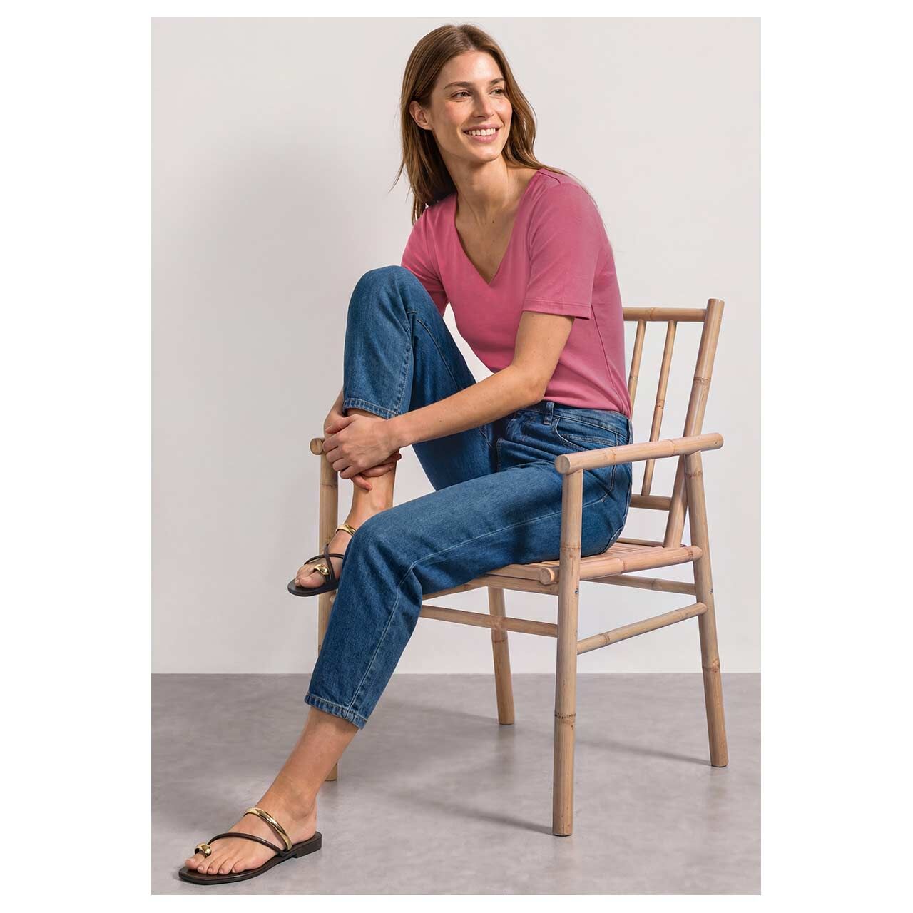 Damen T-Shirt Ada von Street One in Pink, Ganzkörperansicht Model vorne