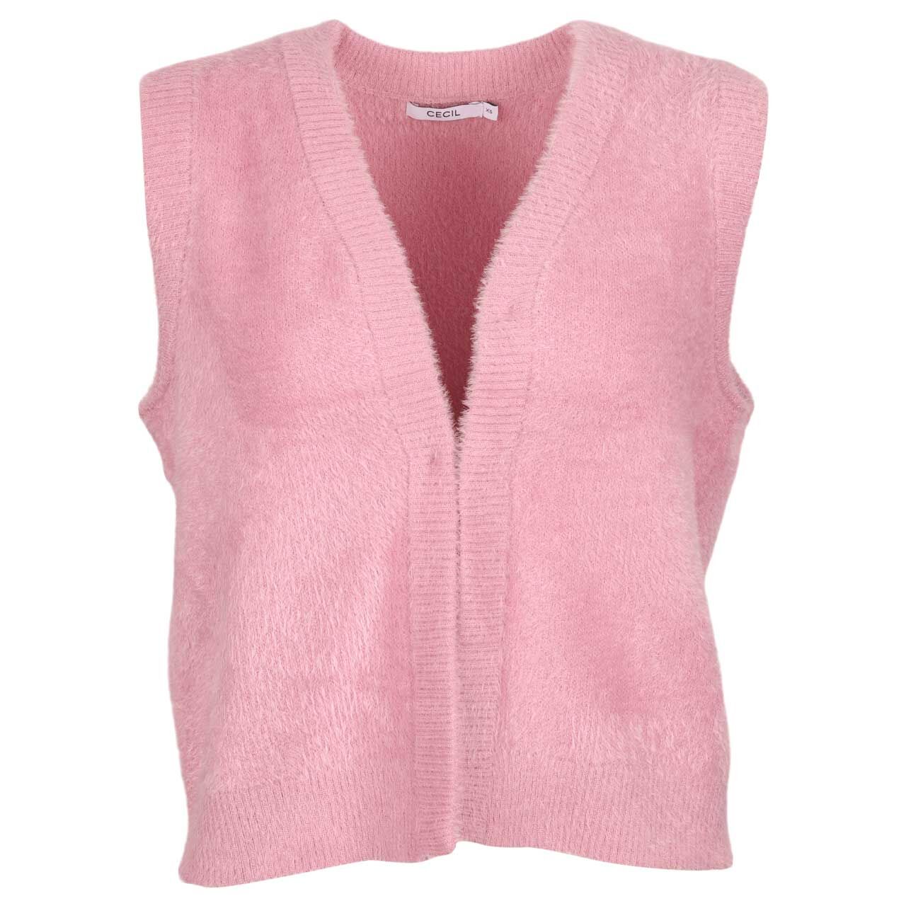 Cecil Damen Strickweste Open Feather Yarn Vest velvet rose