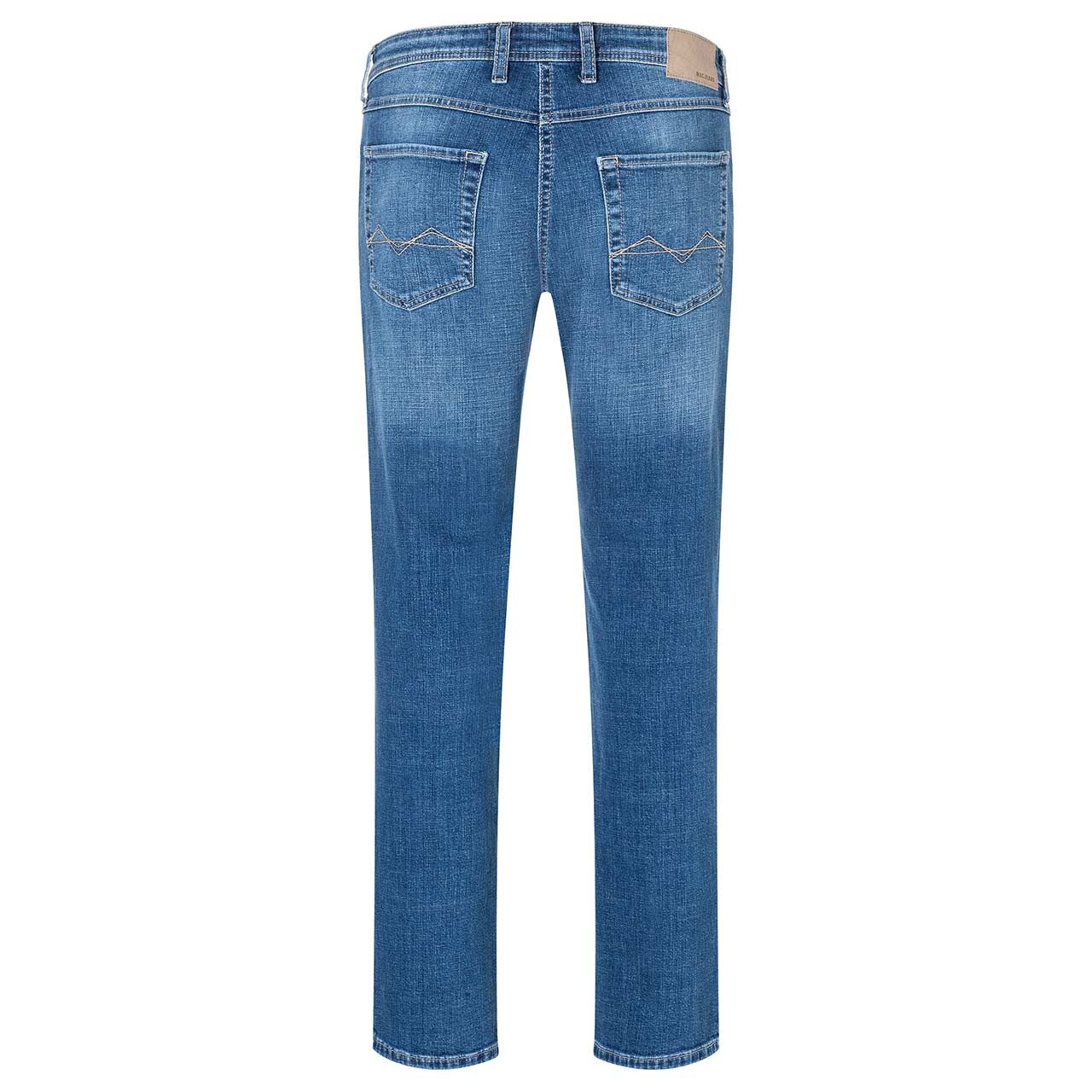 Stretch Herrenjeans Arne von MAC in Blau angewaschen, Rückansicht