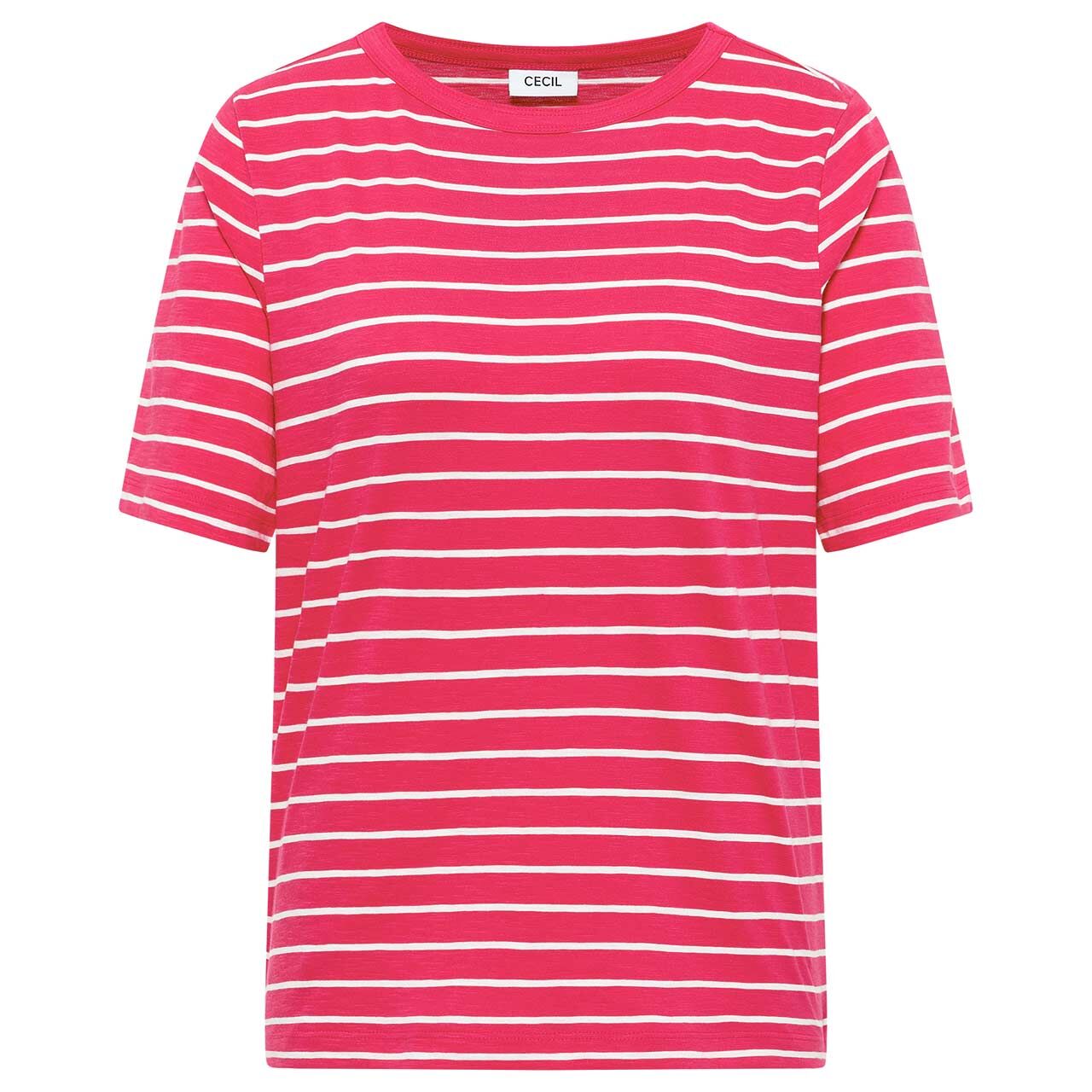 Cecil Damen T-Shirt Striped Slubyarn beetroot pink
