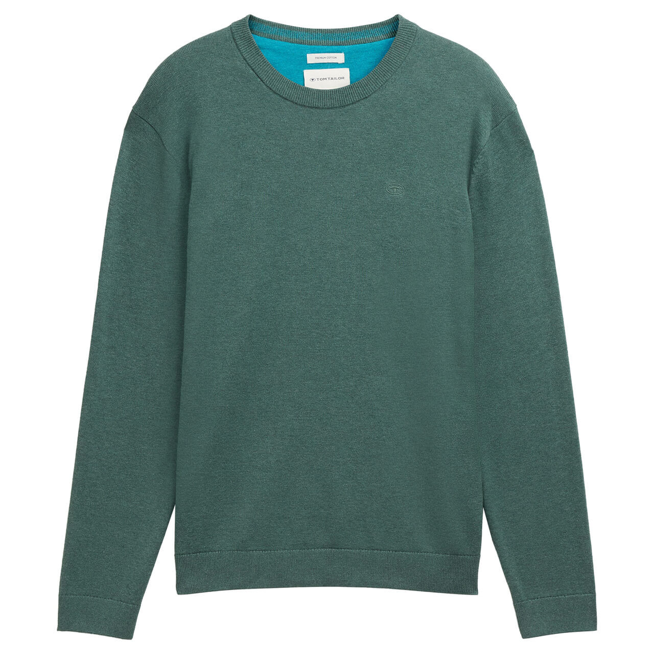 Tom Tailor Herren Pullover Basic Crewneck Knit green dust melange