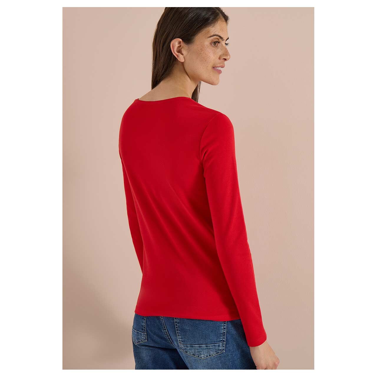 Damen Langarm Shirt Pia von Cecil in Rot, Rückansicht am Model