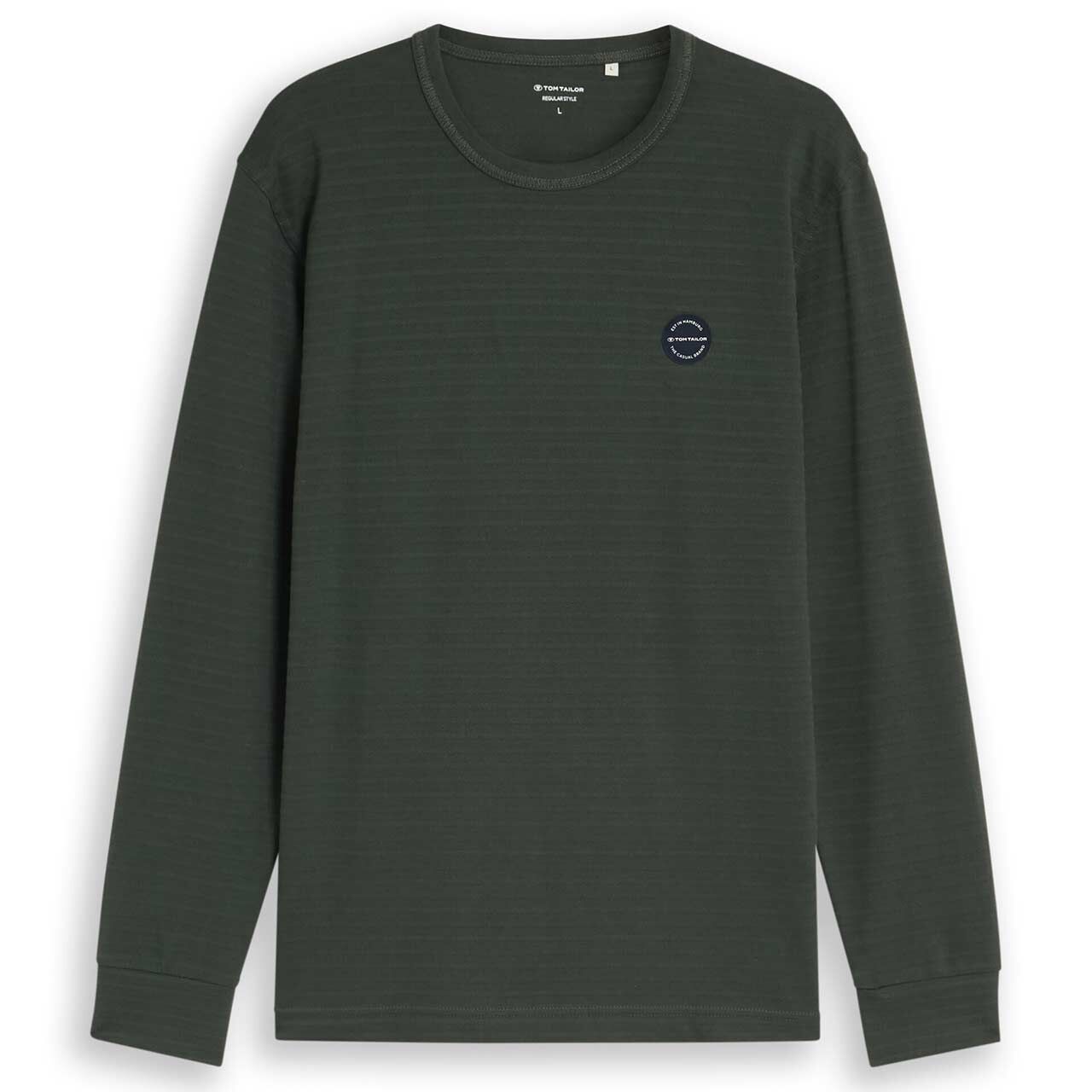 Tom Tailor Herren Langarm Shirt darkest olive structured