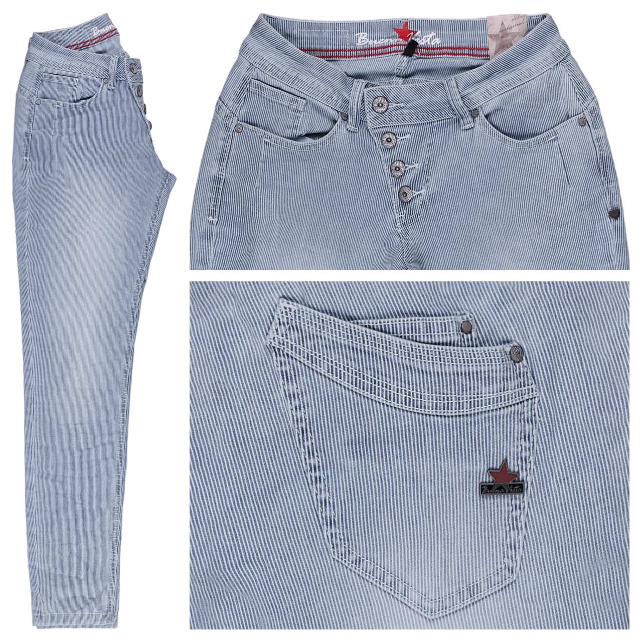 Buena Vista Malibu Cropped Stretch Denim Ankle Jeans blue stripe