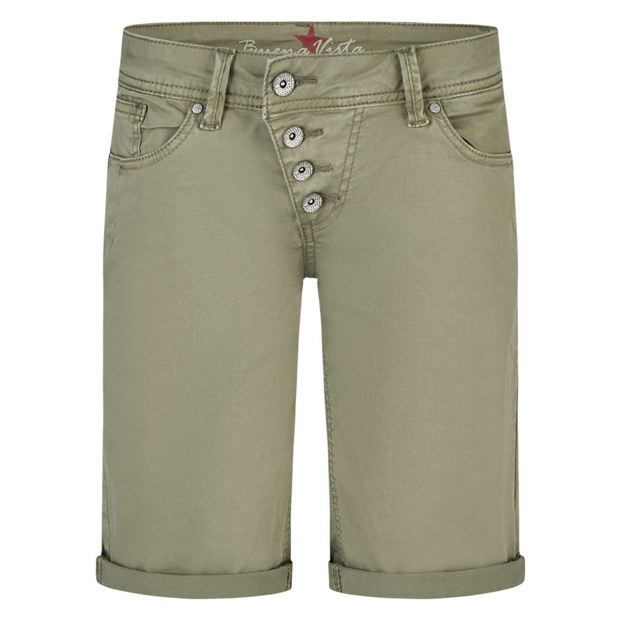 Damen Baumwollhose Malibu-Short Stretch Twill von Buena Vista in Salbeigrün, Vorderansicht