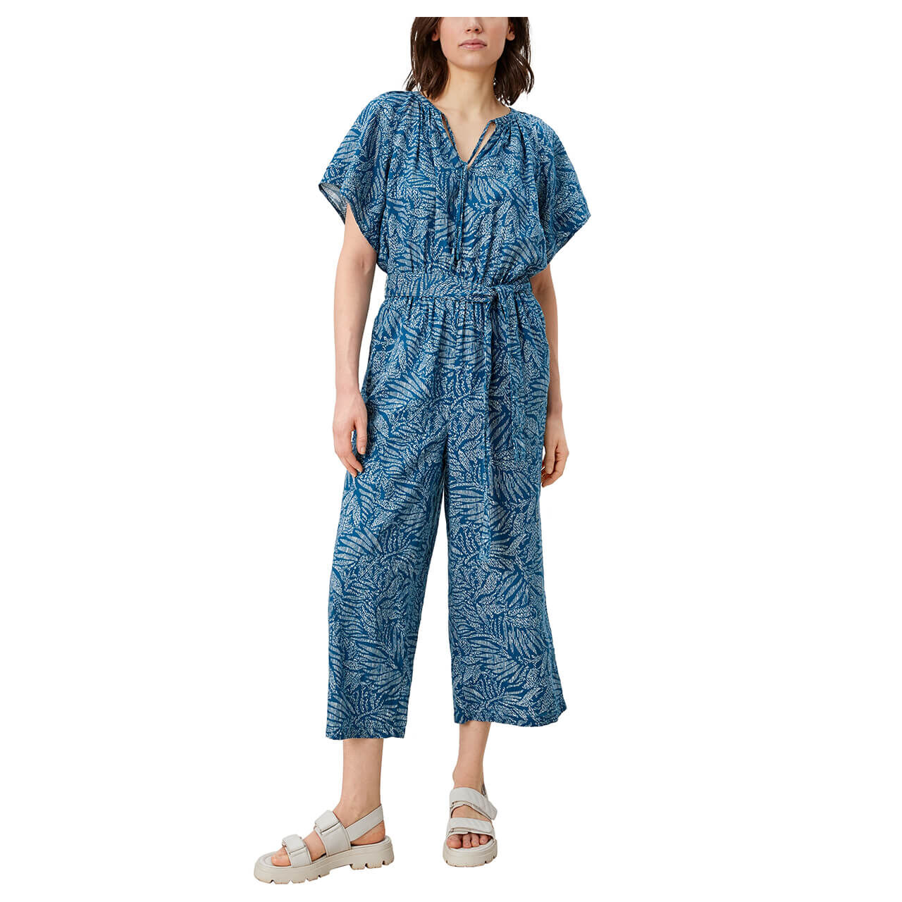 s.Oliver Leinen 7/8 Overall für Damen in Petrol mit Print, FarbNr.: 68A0