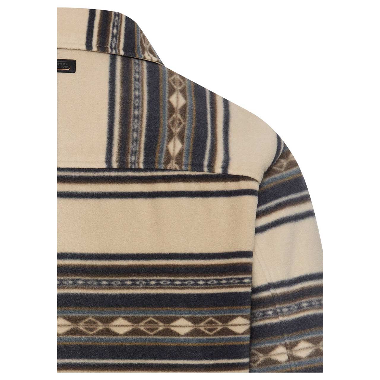 Herren Fleece Hemdjacke von Camel active in Beige mit Print, detaillierte Rückansicht