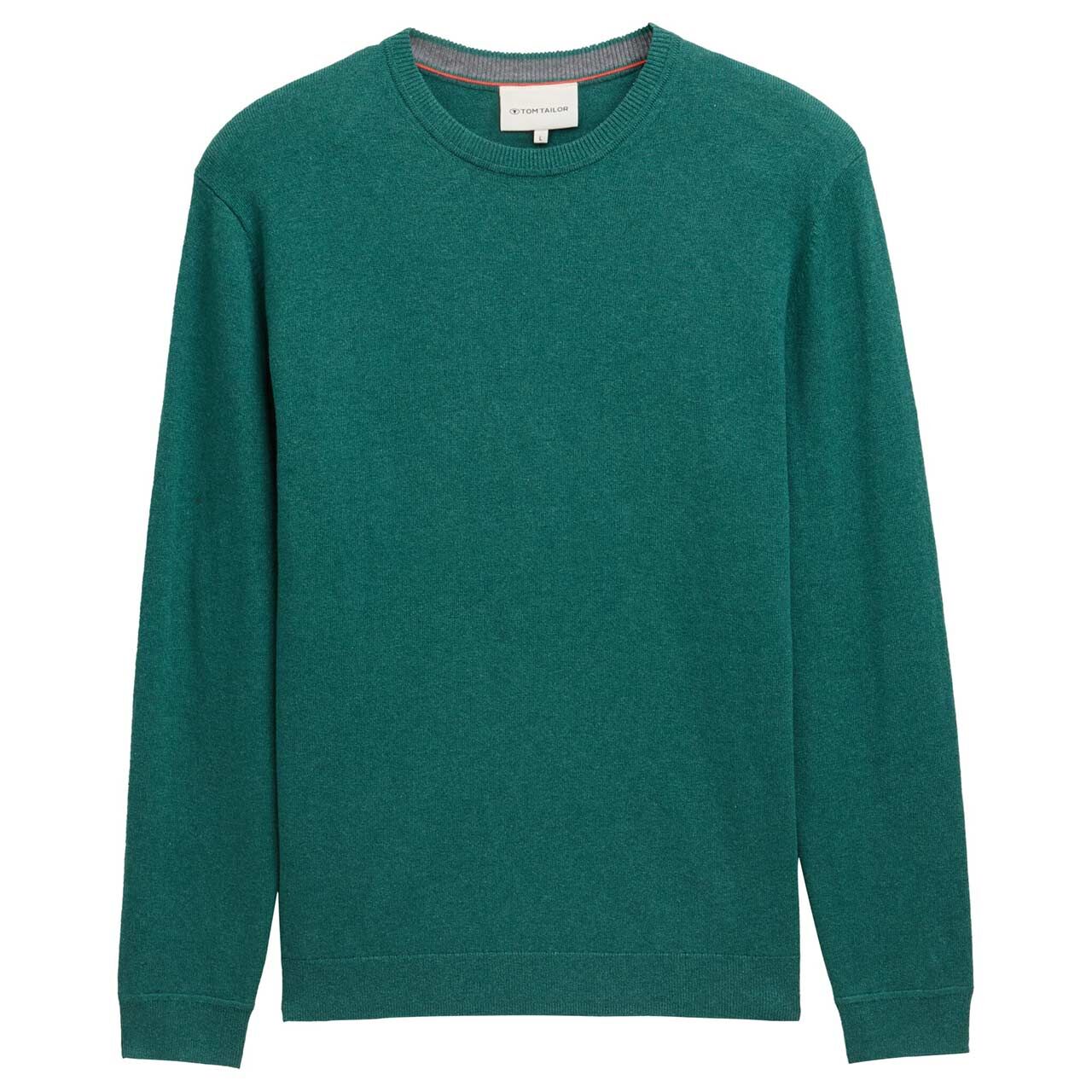 Tom Tailor Herren Pullover Cashmere Crewneck Knit jasper green melange