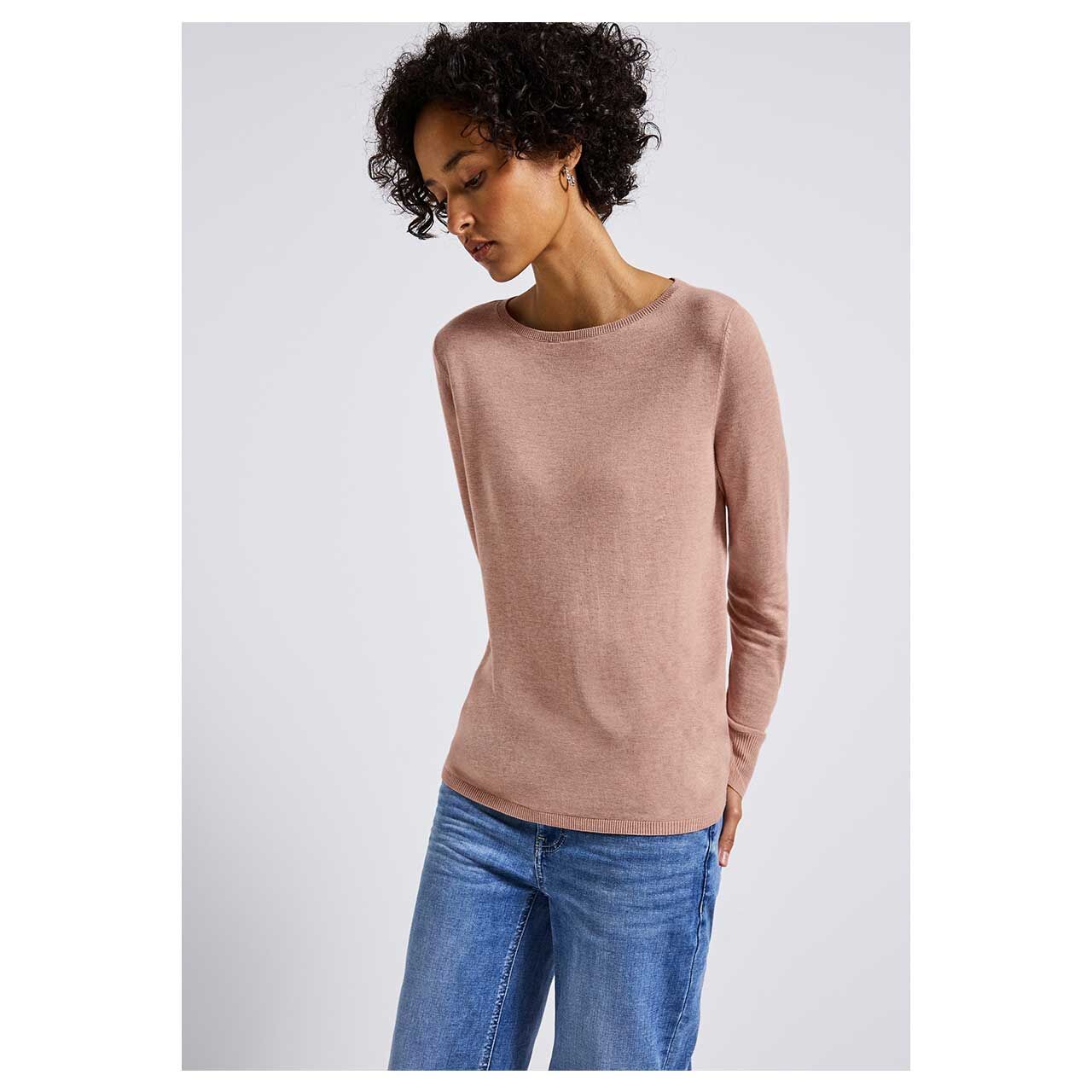Street One Damen Pullover in Rosa meliert, Vorderansicht Model
