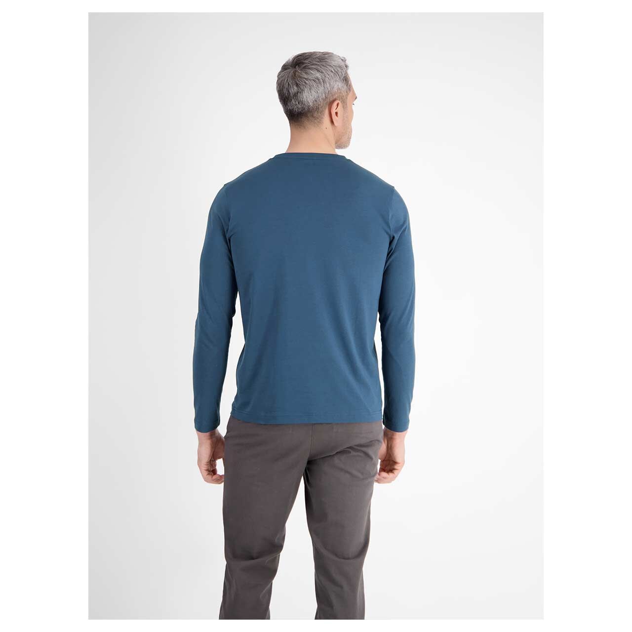 Herren Langarm Shirt von Lerros in Blau, Rückansicht am Model