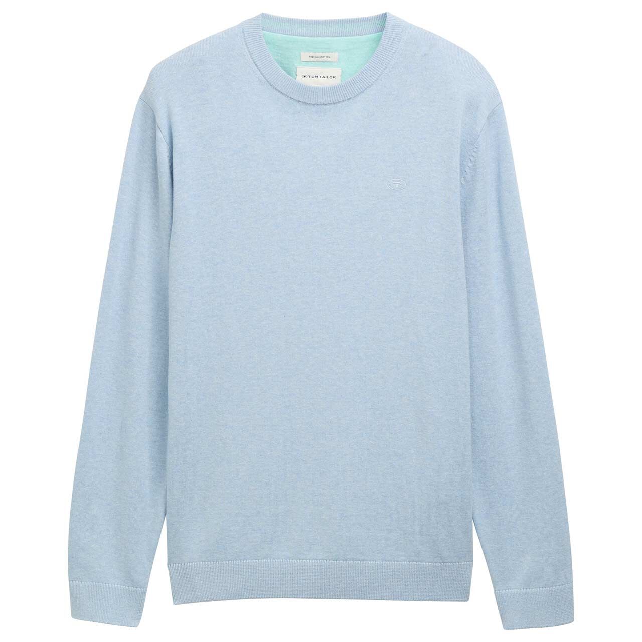 Tom Tailor Herren Pullover Basic Crewneck Knit light dove blue melange