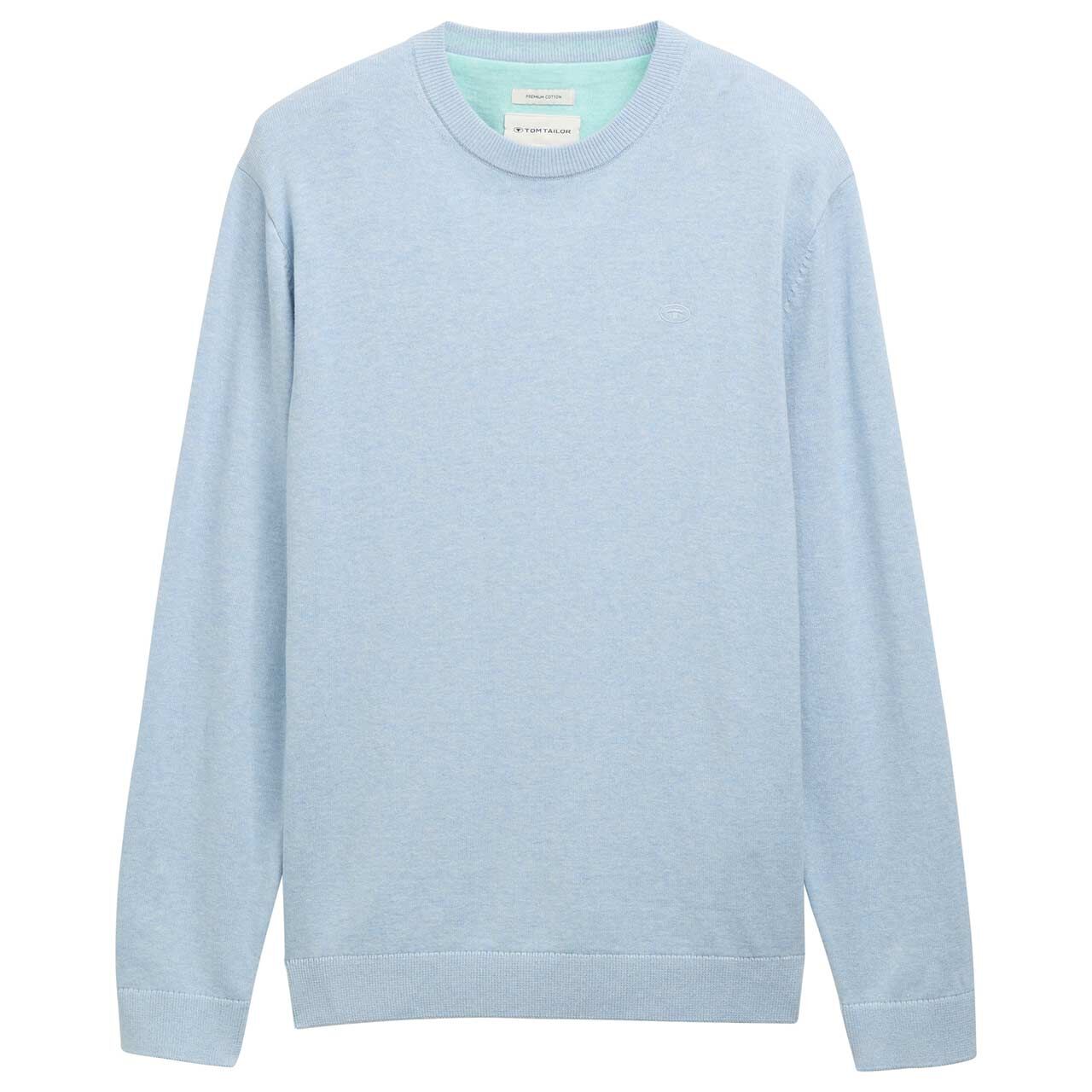Tom Tailor Herren Pullover Basic Crewneck Knit light dove blue melange Tom Tailor Herren Pullover Basic Crewneck Knit light dove blue melange