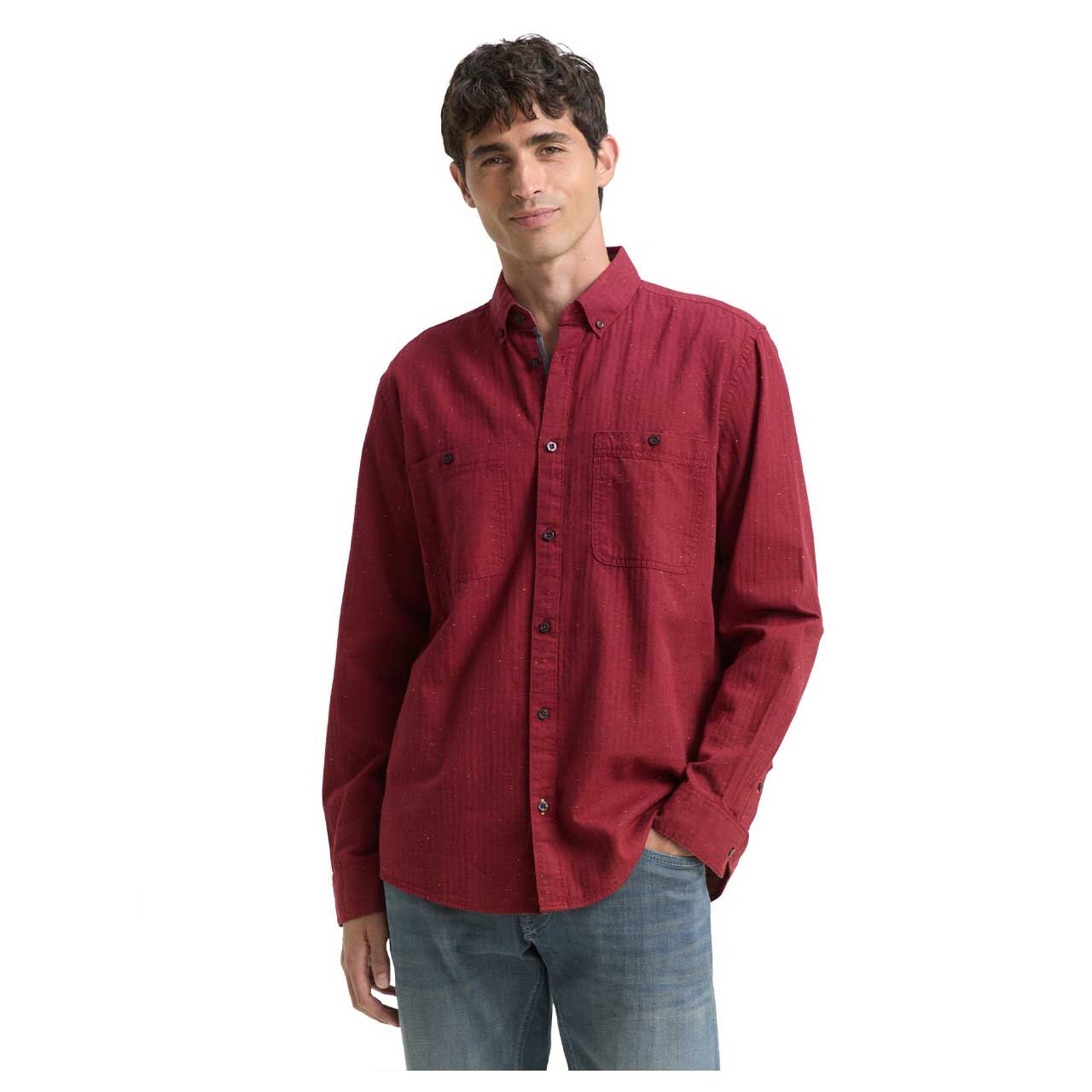 Herren Hemd von Tom Tailor in Rot meliert, Vorderansicht am Model