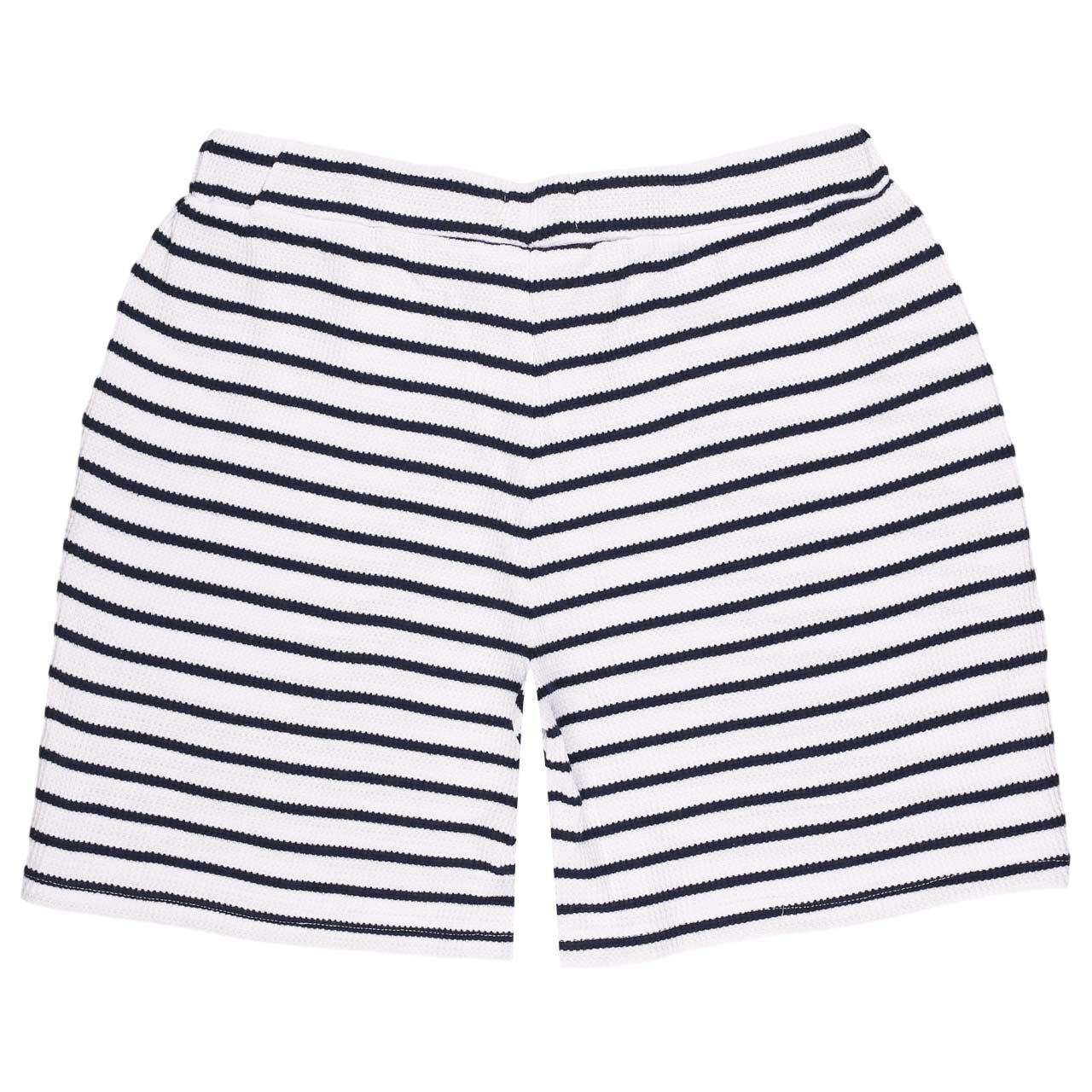 Damen Baumwoll Shorts von Soquesto in Dunkelblau gestreift, Rückansicht