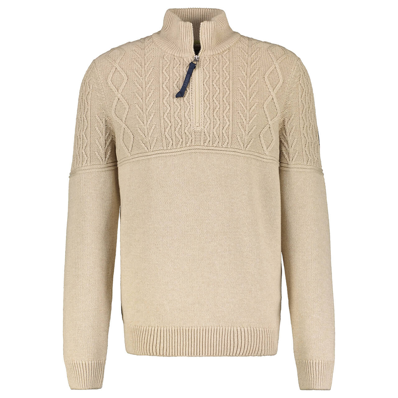 Lerros Herren Pullover Troyer Cable Knit tender beige melange