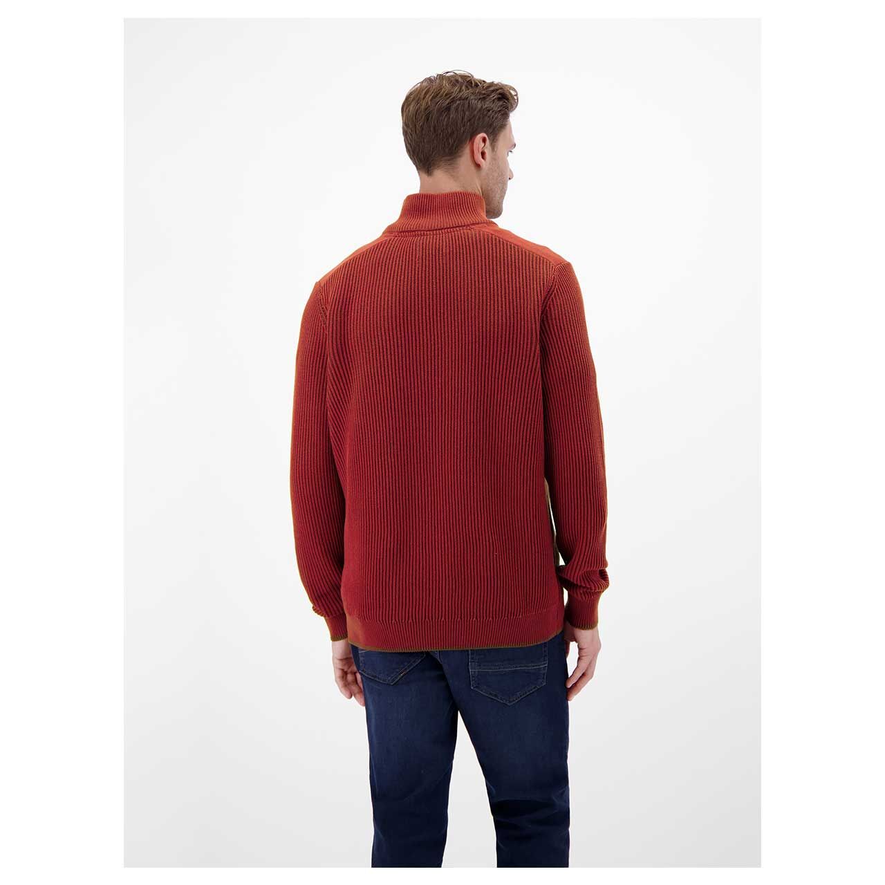 Herren Pullover Troyer von Lerros in Rot, Rückansicht am Model