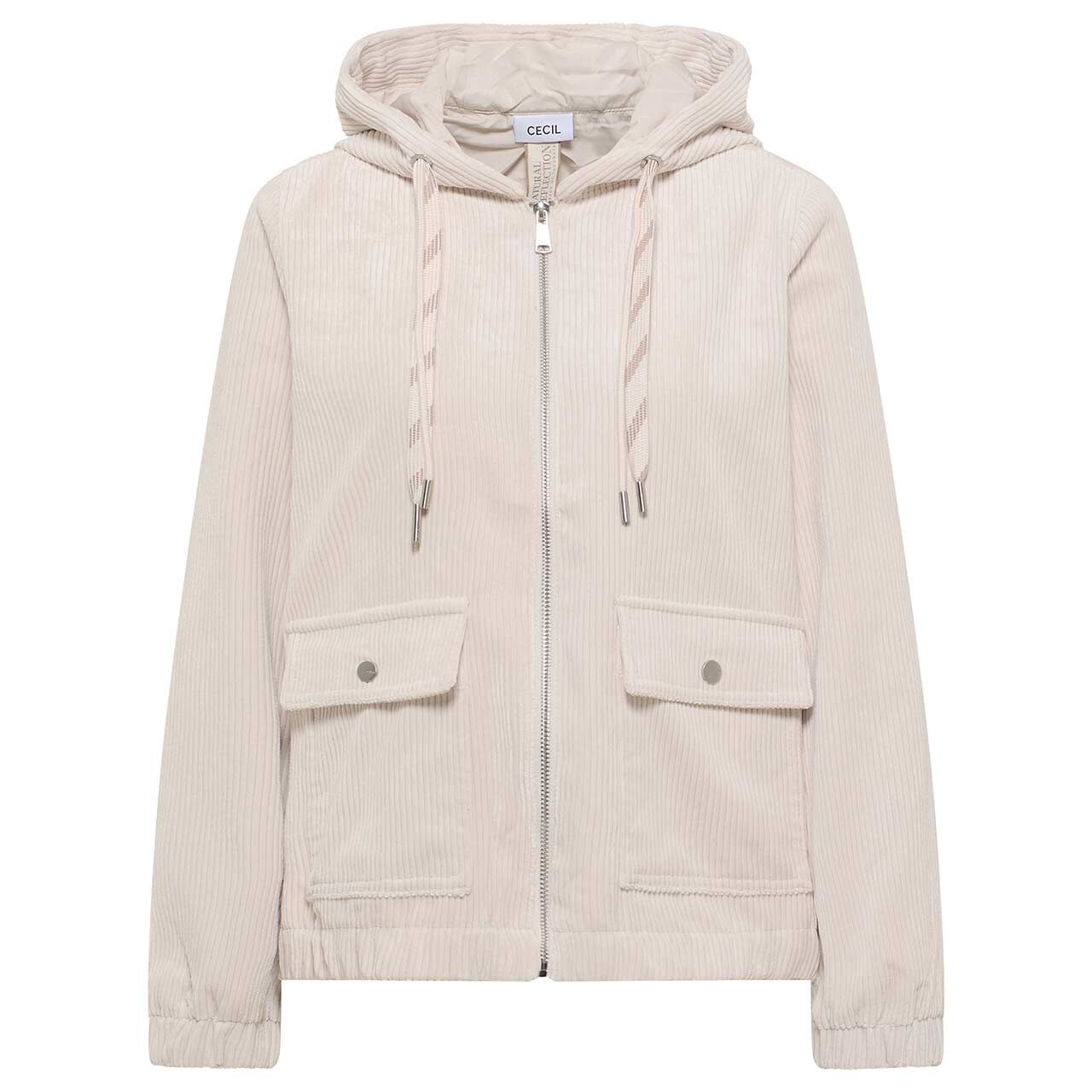 Cecil Damen Jacke Cord Jacket with Hood oat milk beige