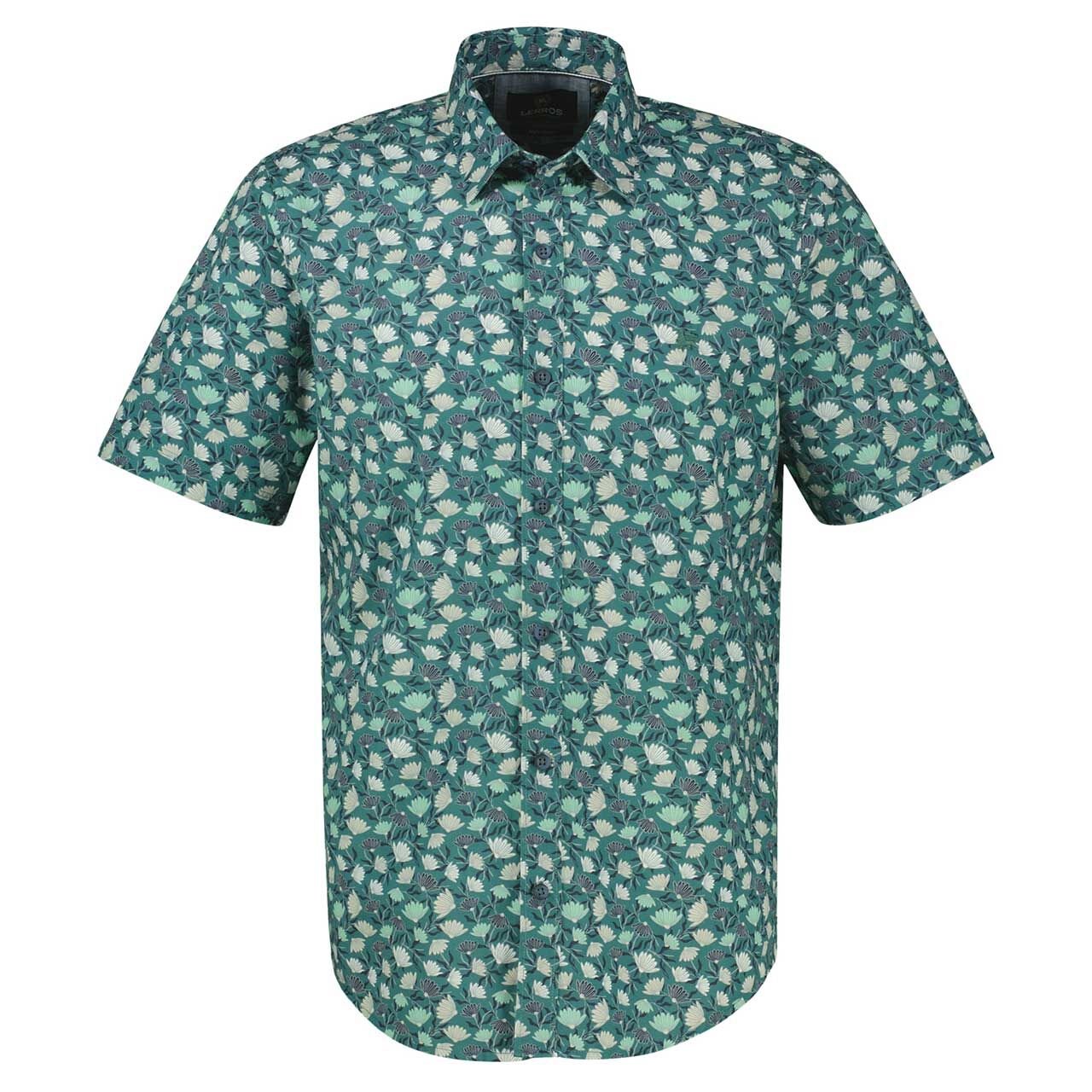 Lerros Herren 1/2 Arm Hemd soft teal print