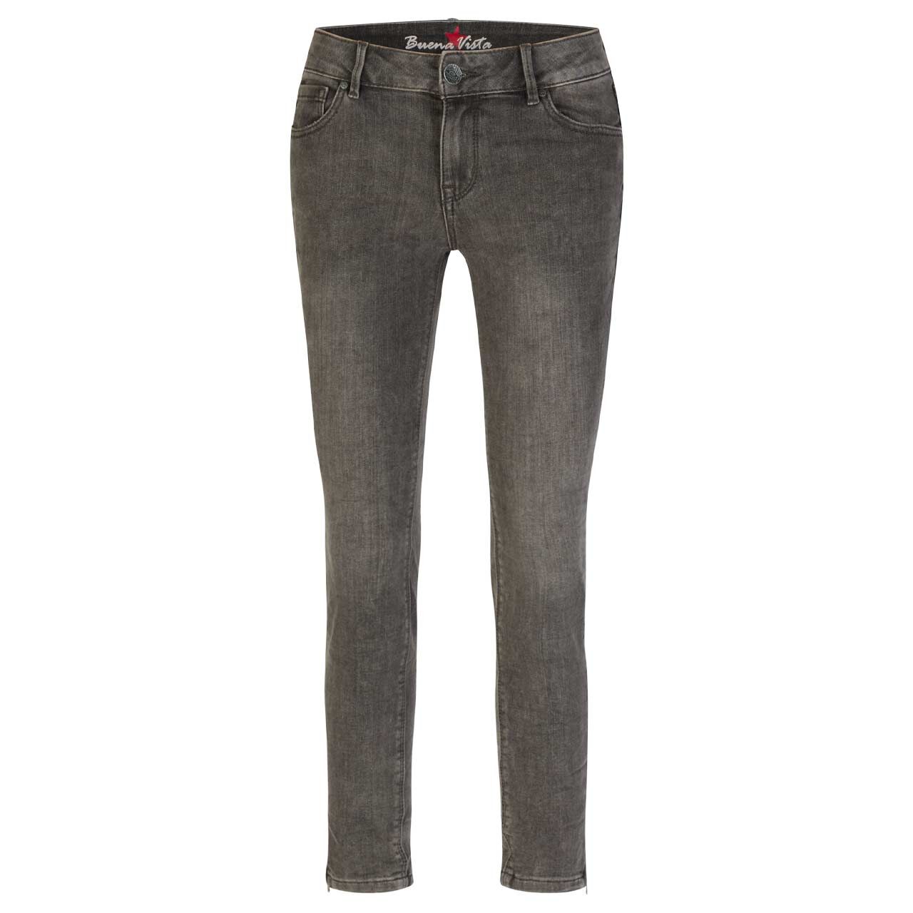 Damenjeans Italy V 7/8 Stretch Denim von Buena Vista in Dunkelgrau angewaschen, Vorderansicht