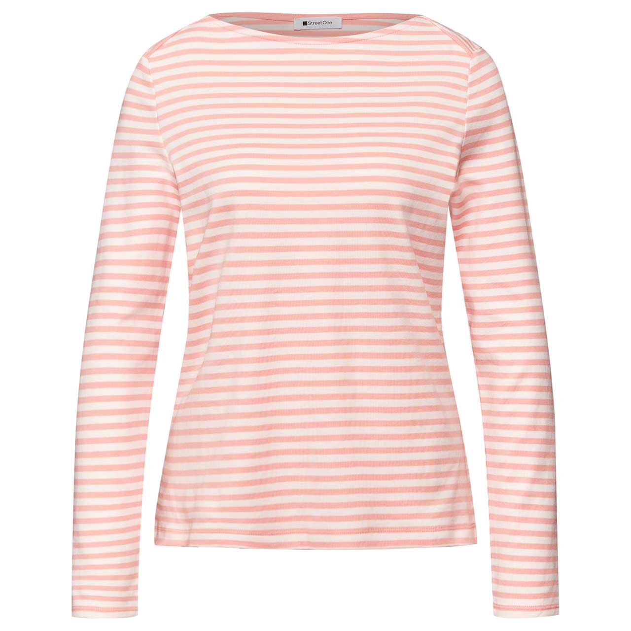 Street One Damen Langarm Shirt U-Boat Stripe light apricot