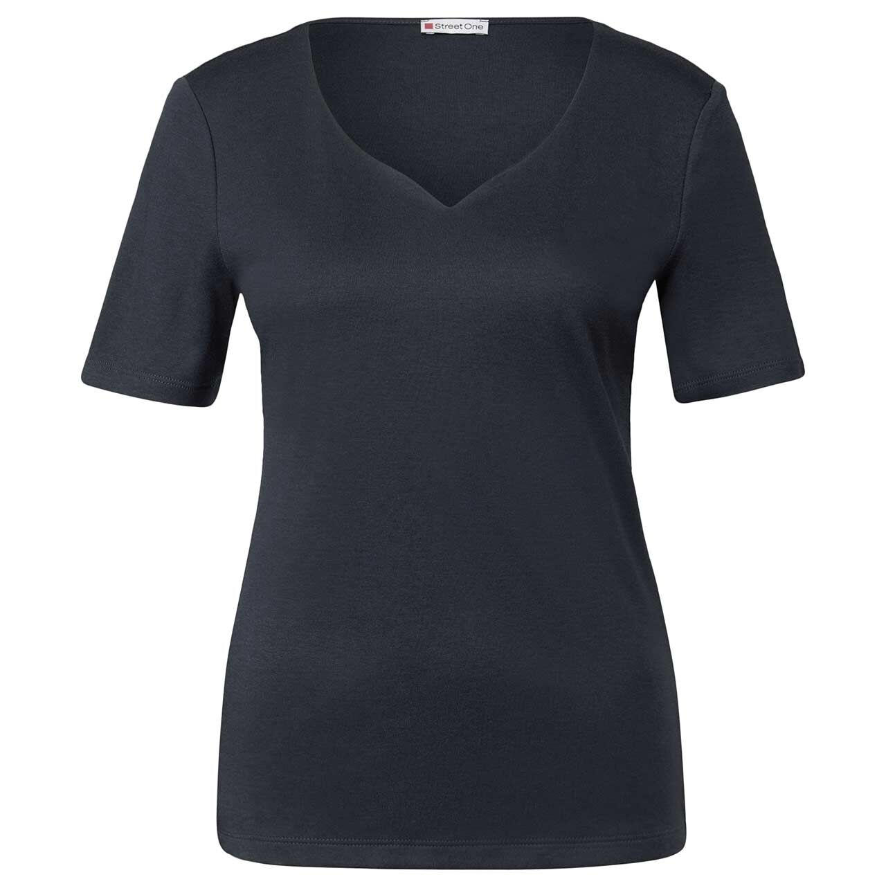 Street One Damen T-Shirt Heart Neckline deepwater blue