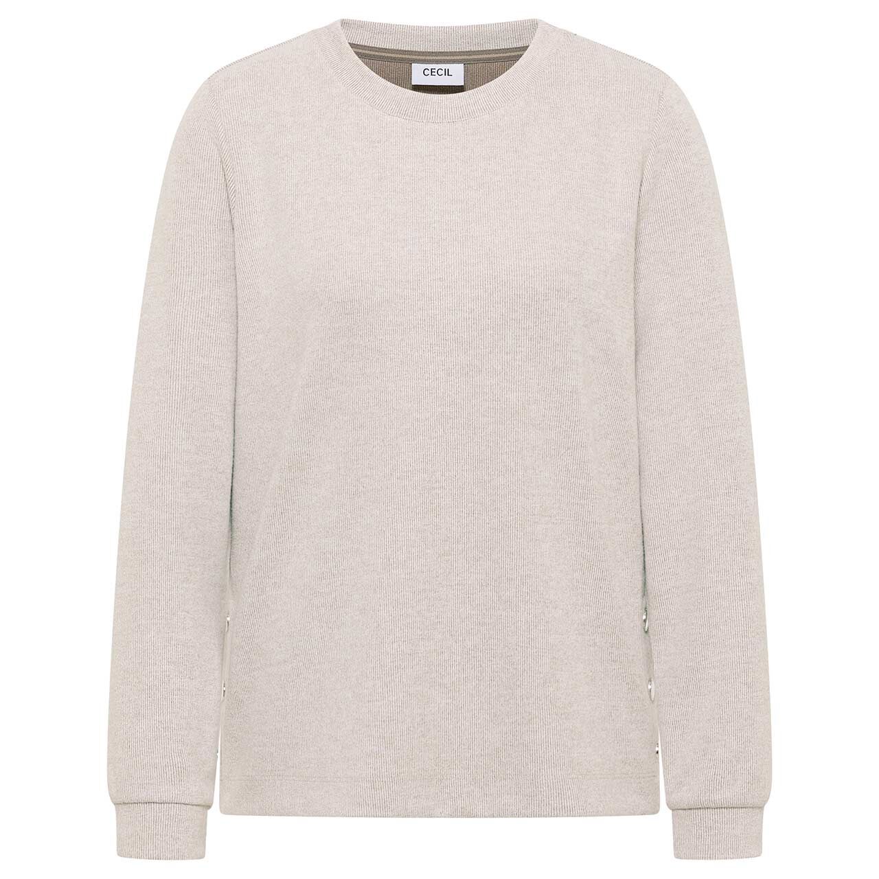Cecil Damen Pullover Rib Button toffee cream melange