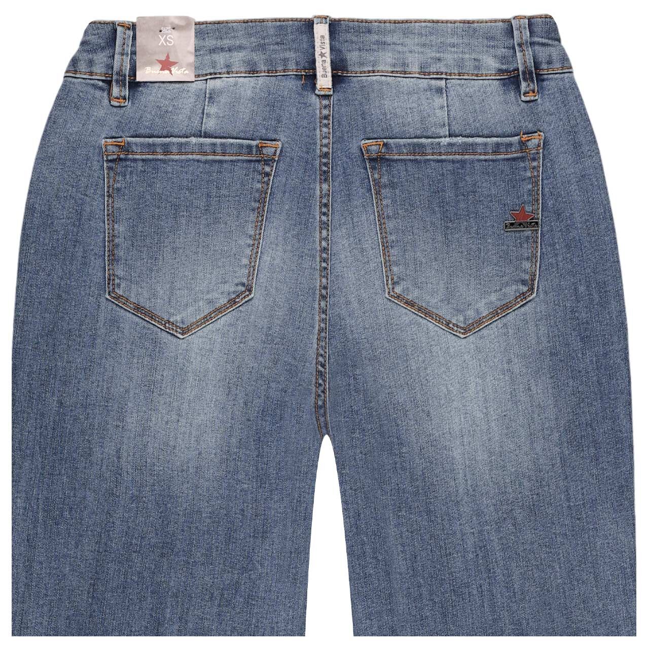 Damenjeans Stella-Zip Straight Stretch Denim von Buena Vista in Hellblau verwaschen, detaillierte Rückansicht