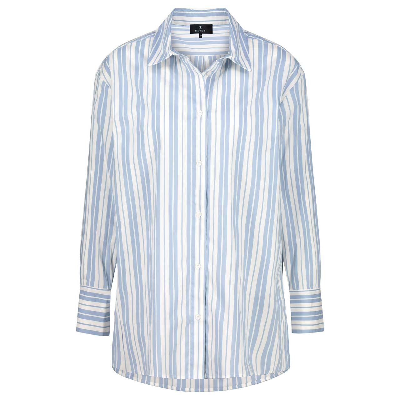 Monari Damen Langarm Bluse sky blue stripes