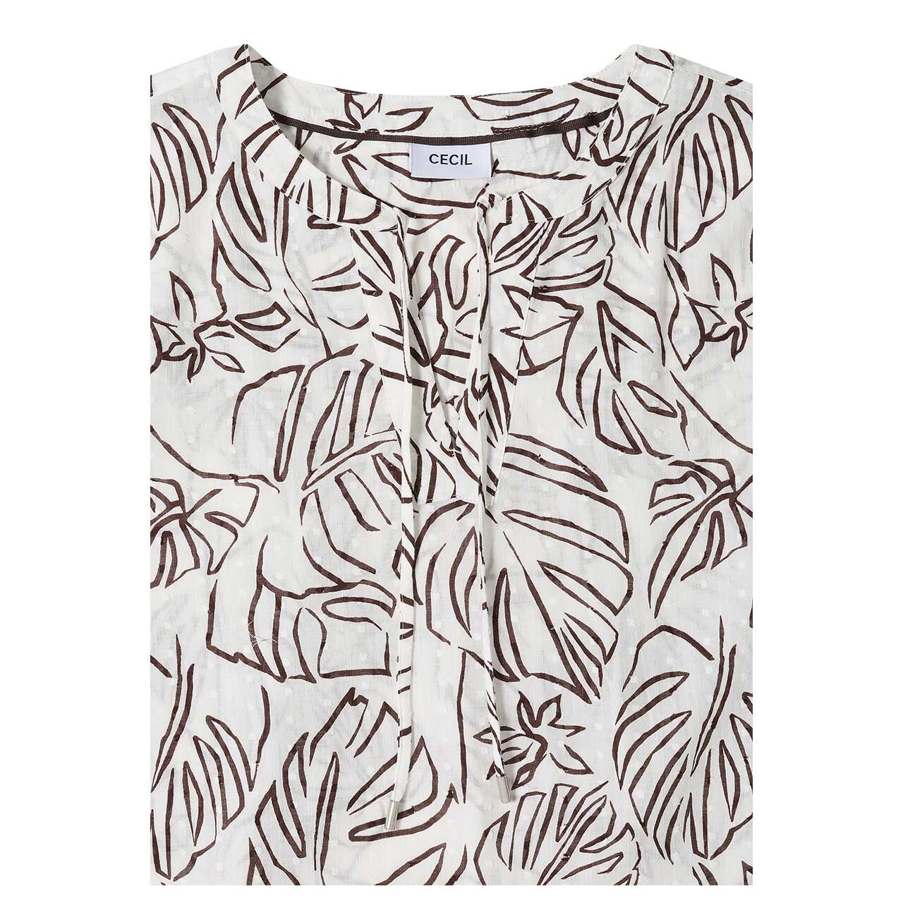 Cecil Damen 3/4 Arm Bluse Print Tunic light alabaster white