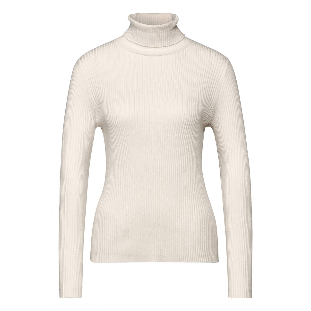 Street One Damen Rollkragen Pullover Basic Ripped cream white melange